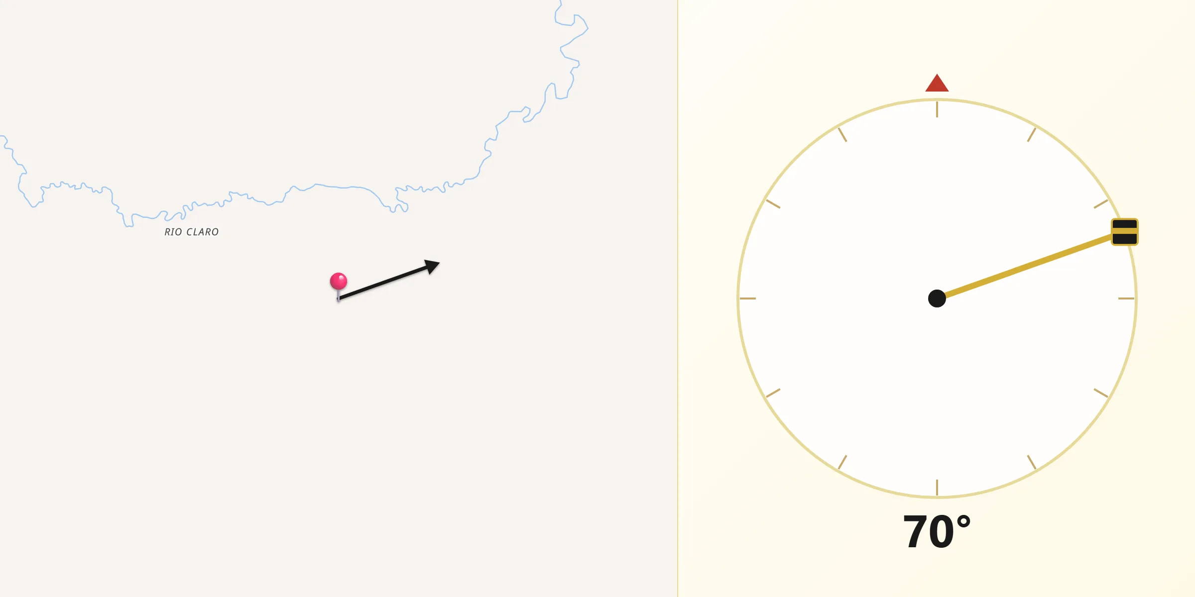 Direção da Qibla a partir de Diamantino