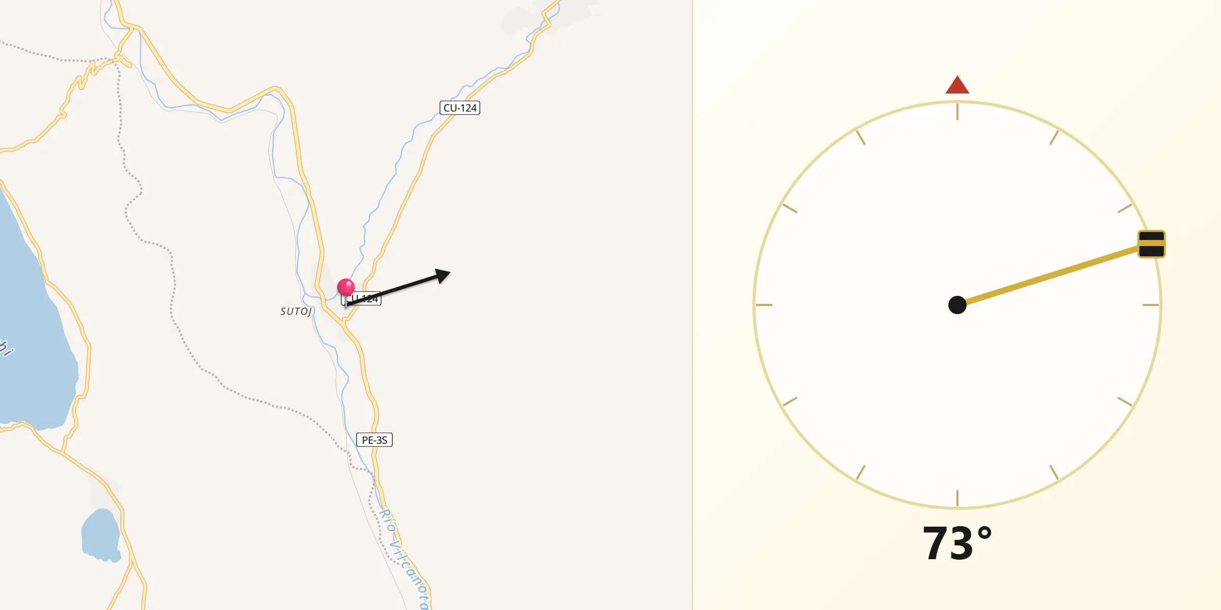 Dirección de la Qibla desde Checacupe