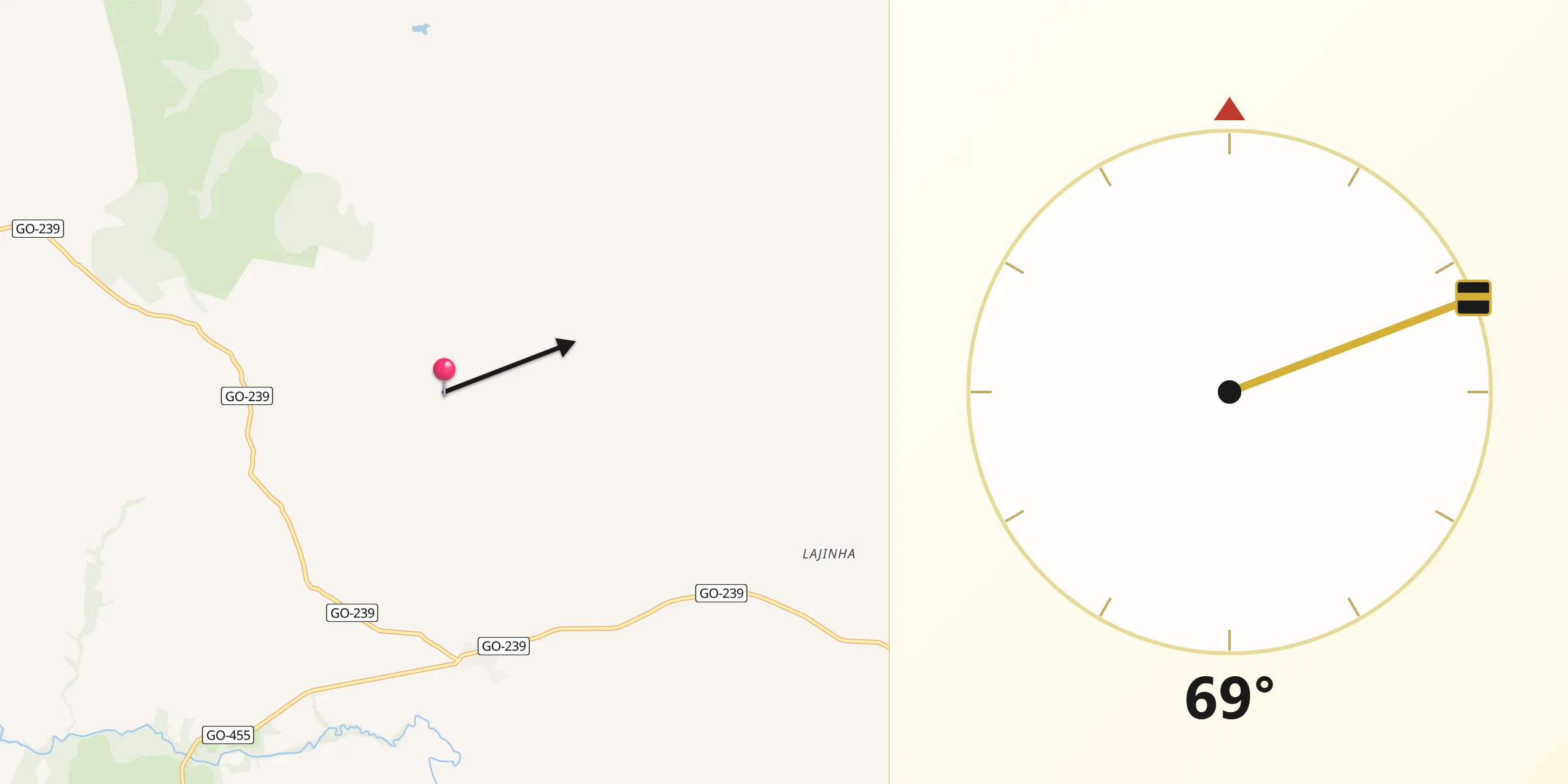 Direção da Qibla a partir de Campinorte