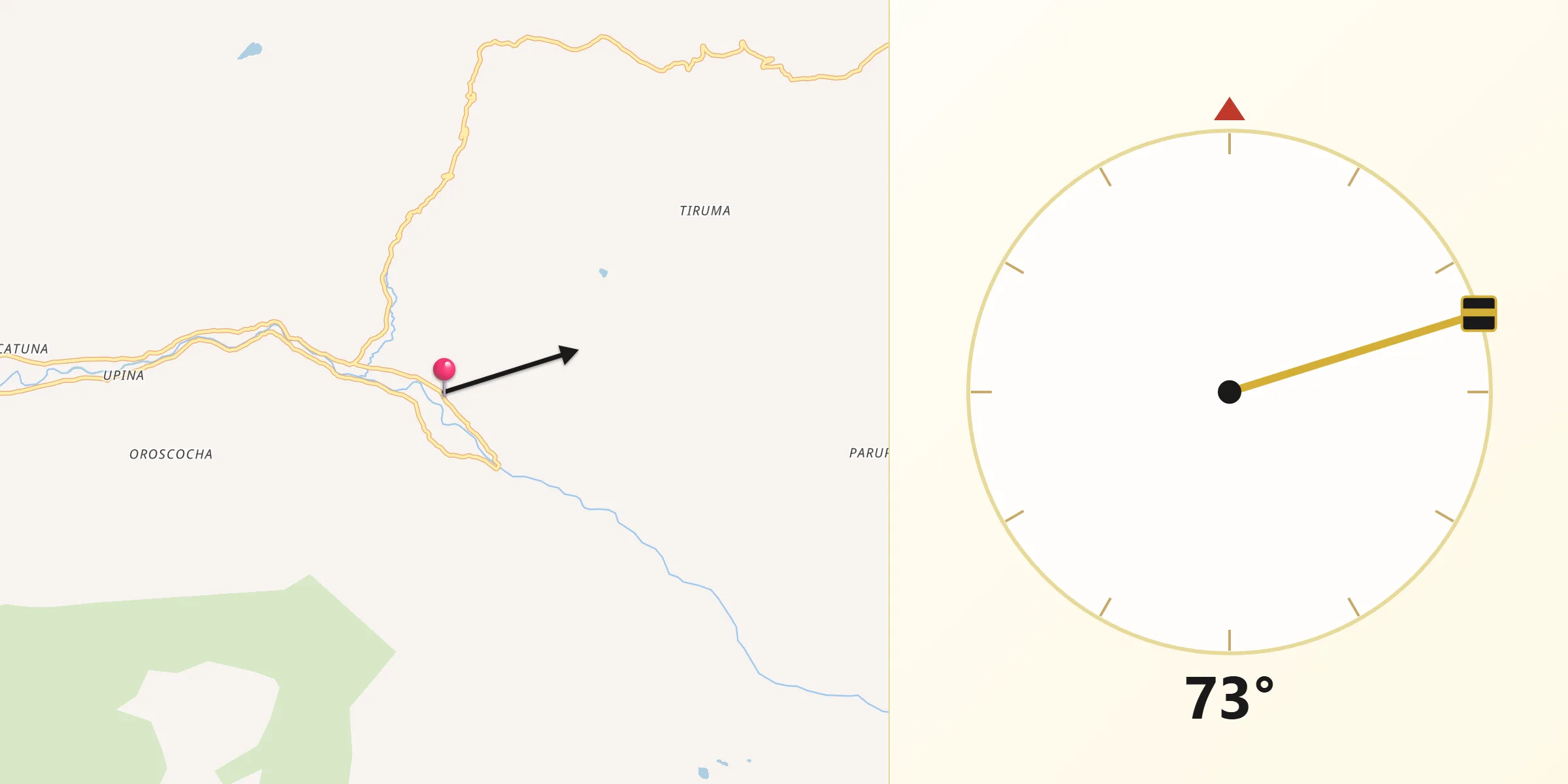 Dirección de la Qibla desde Lima Pampa