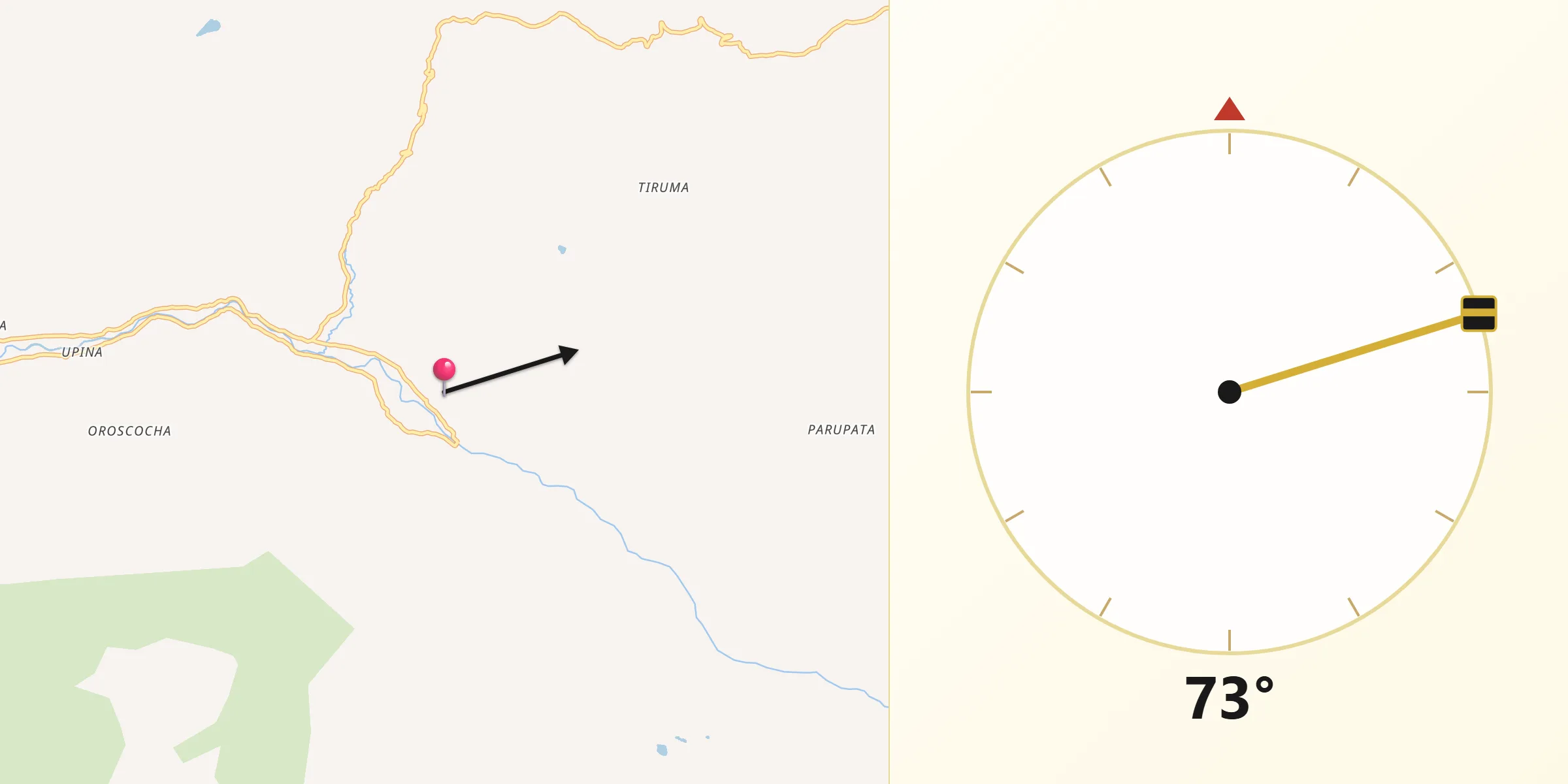 Dirección de la Qibla desde Cullcuyre