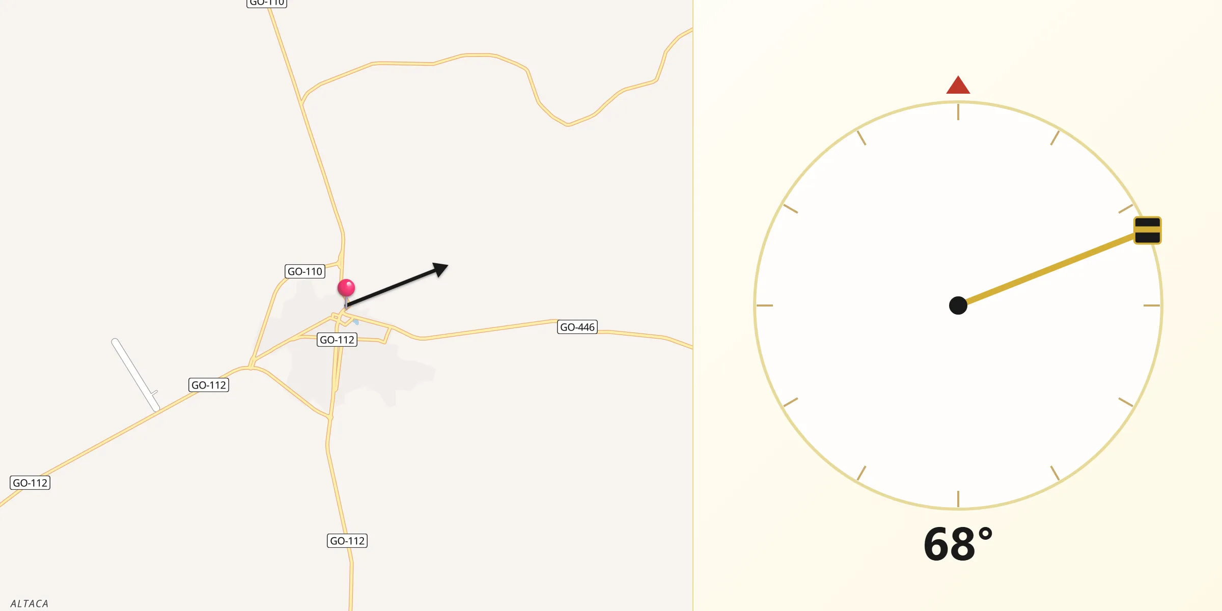 Direção da Qibla a partir de Iaciara