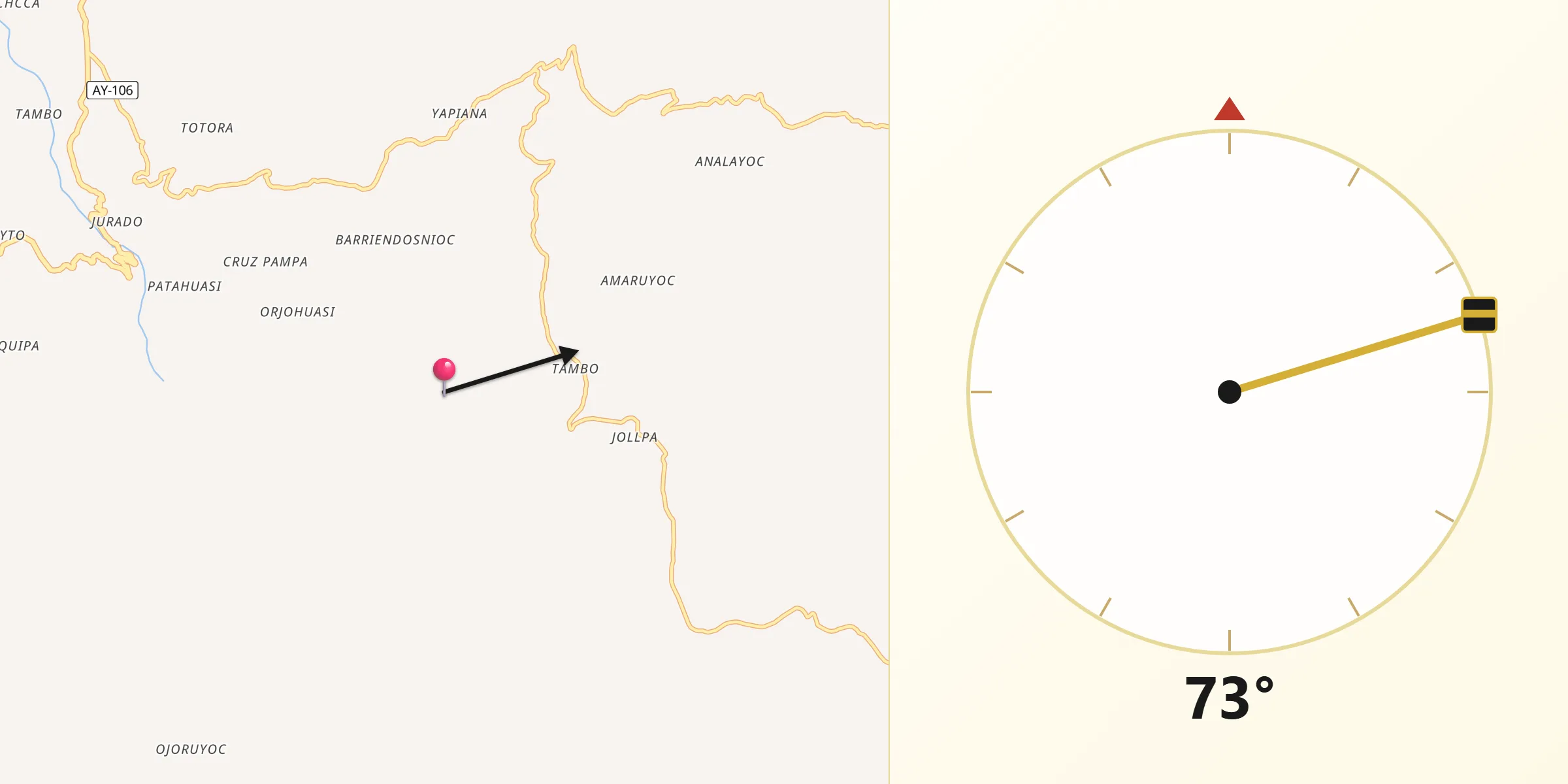 Dirección de la Qibla desde Provincia de Sucre