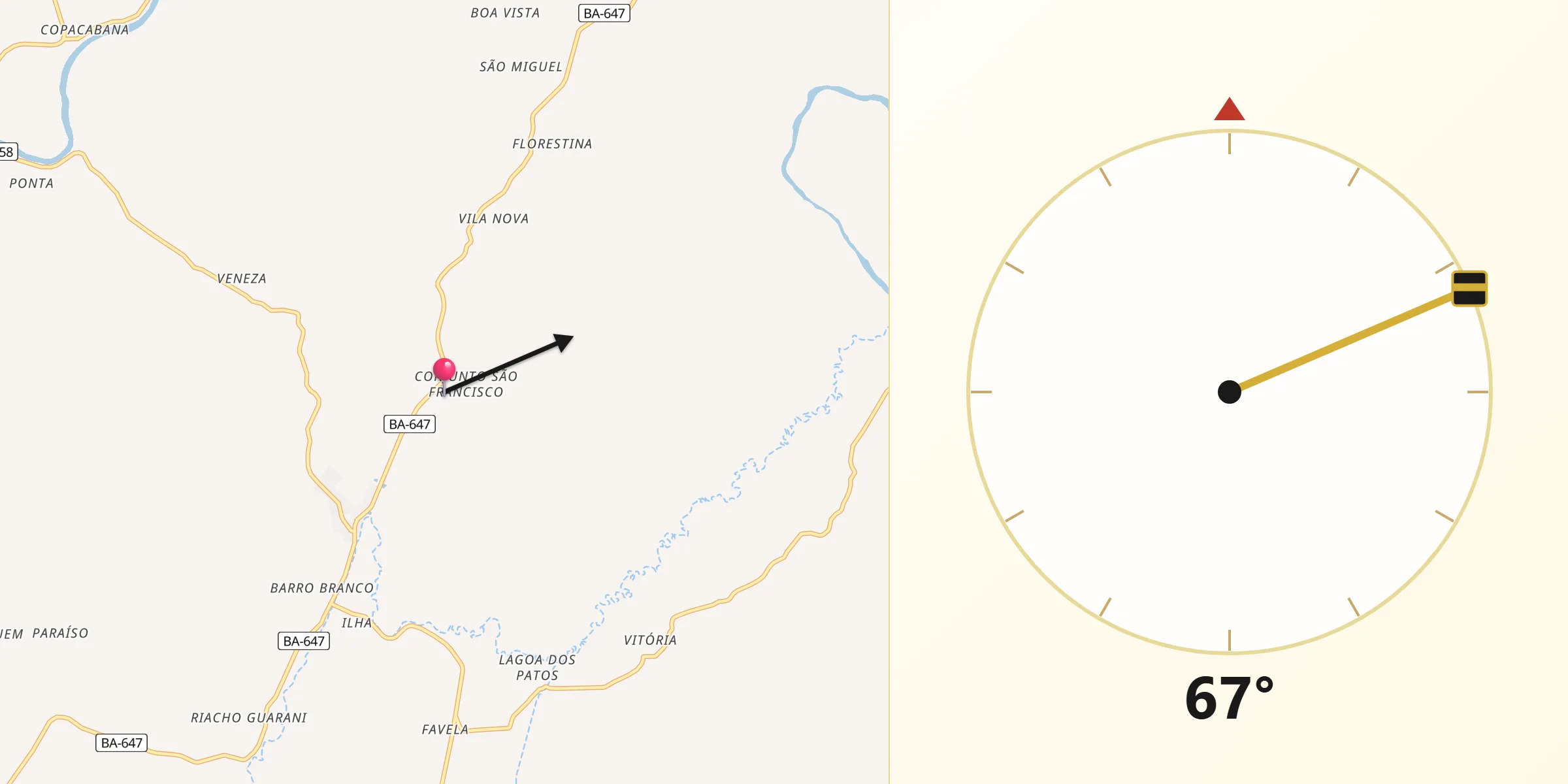Direção da Qibla a partir de Aiquara