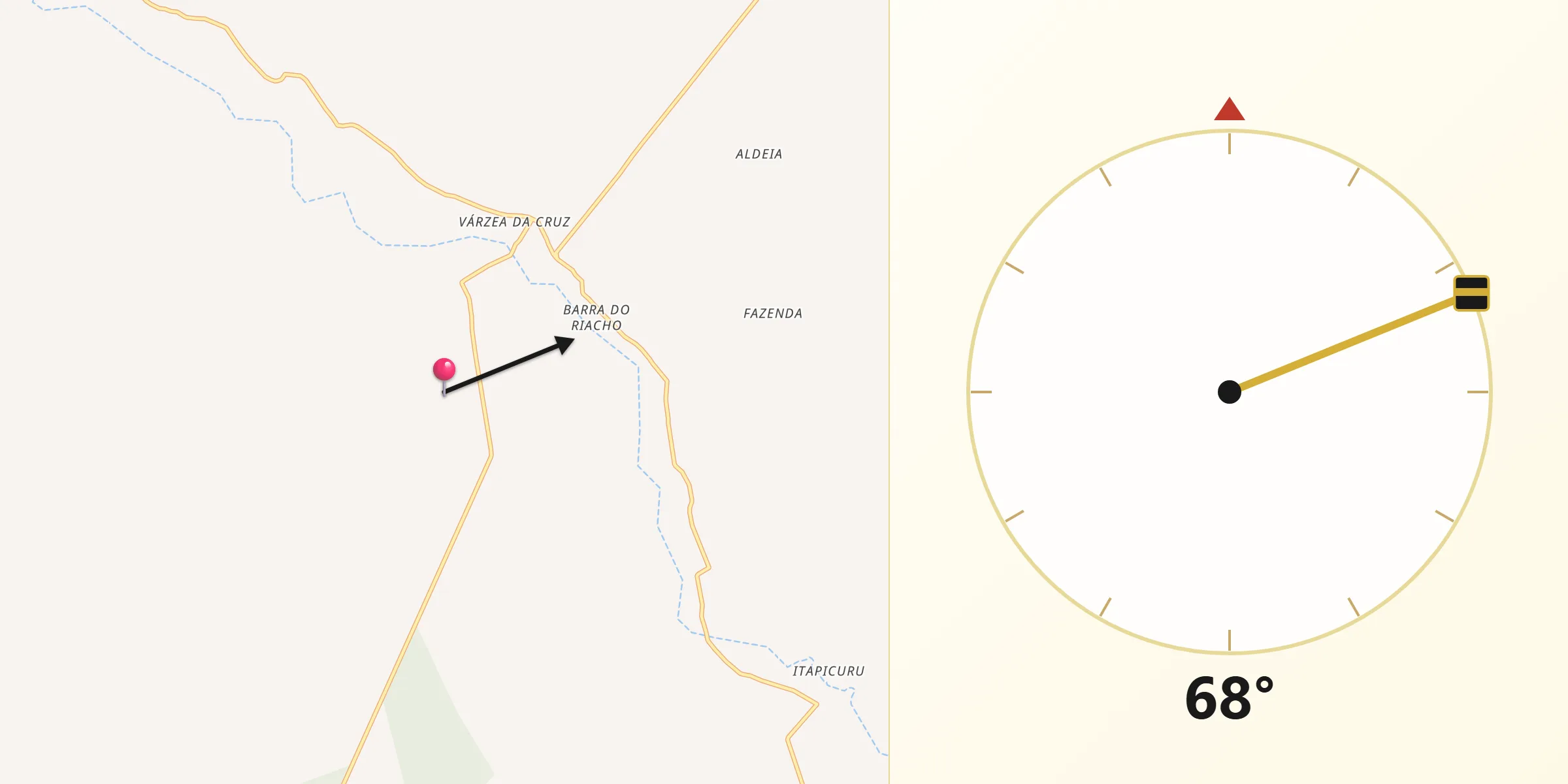 Direção da Qibla a partir de Feira da Mata
