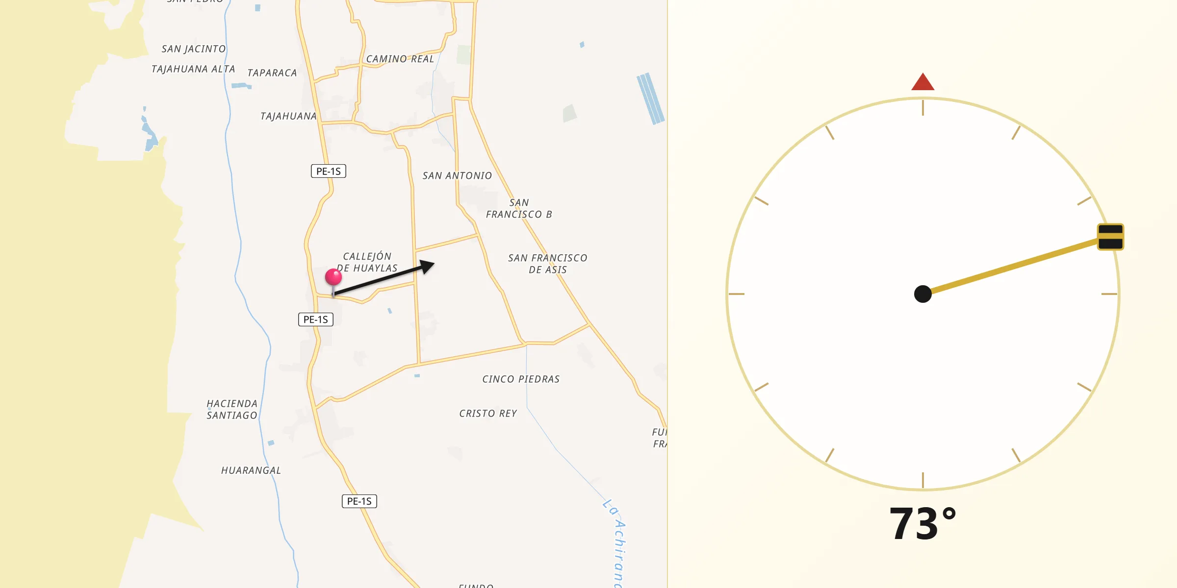 Dirección de la Qibla desde Santiago