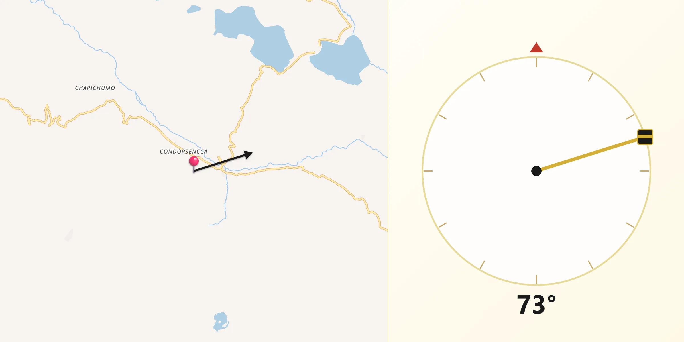 Dirección de la Qibla desde Huayna Alcalde