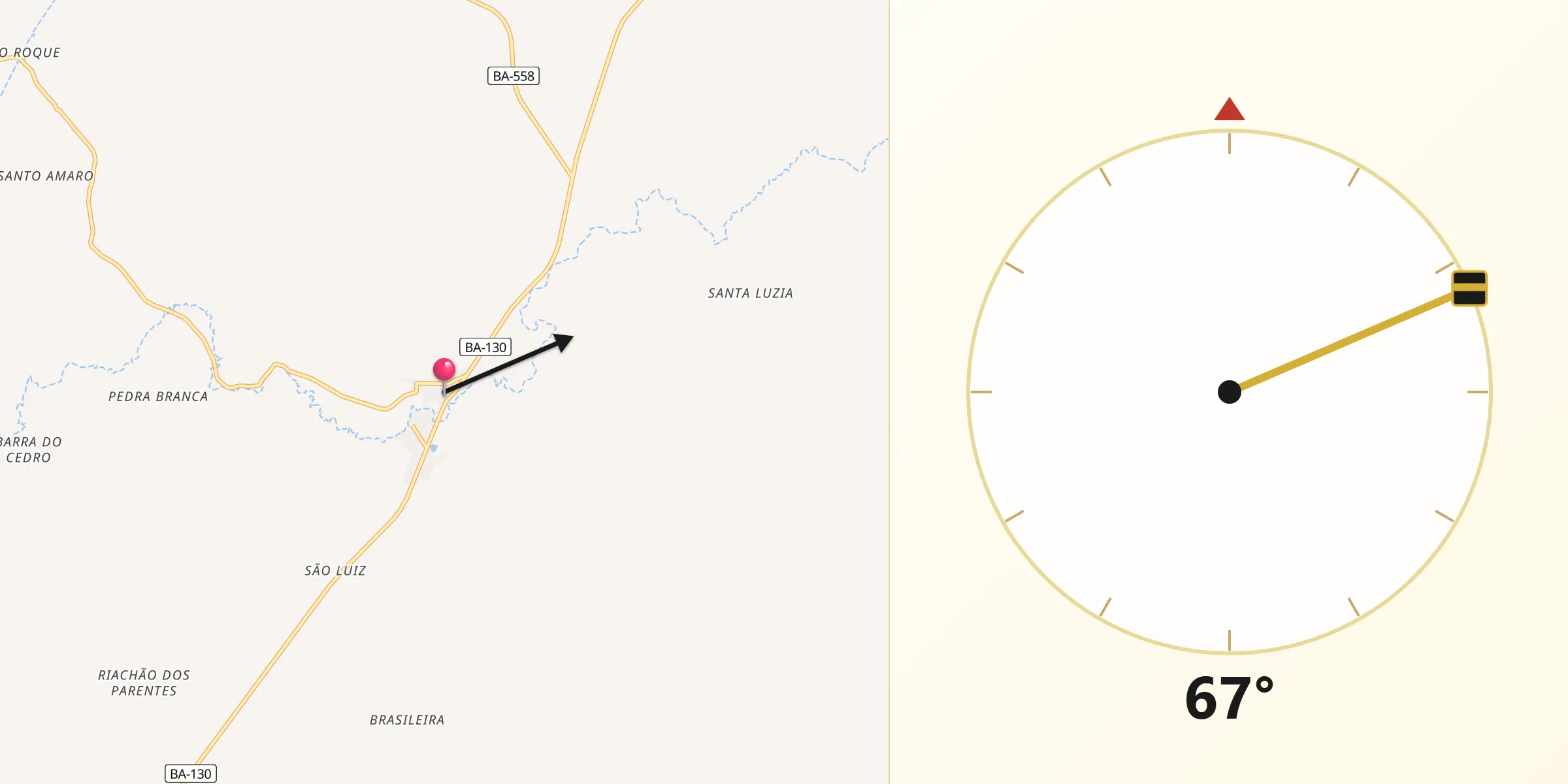 Direção da Qibla a partir de Itagibá