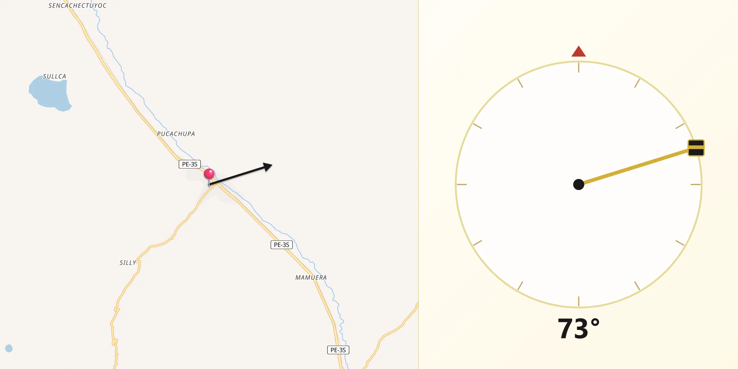 Dirección de la Qibla desde Maranganí
