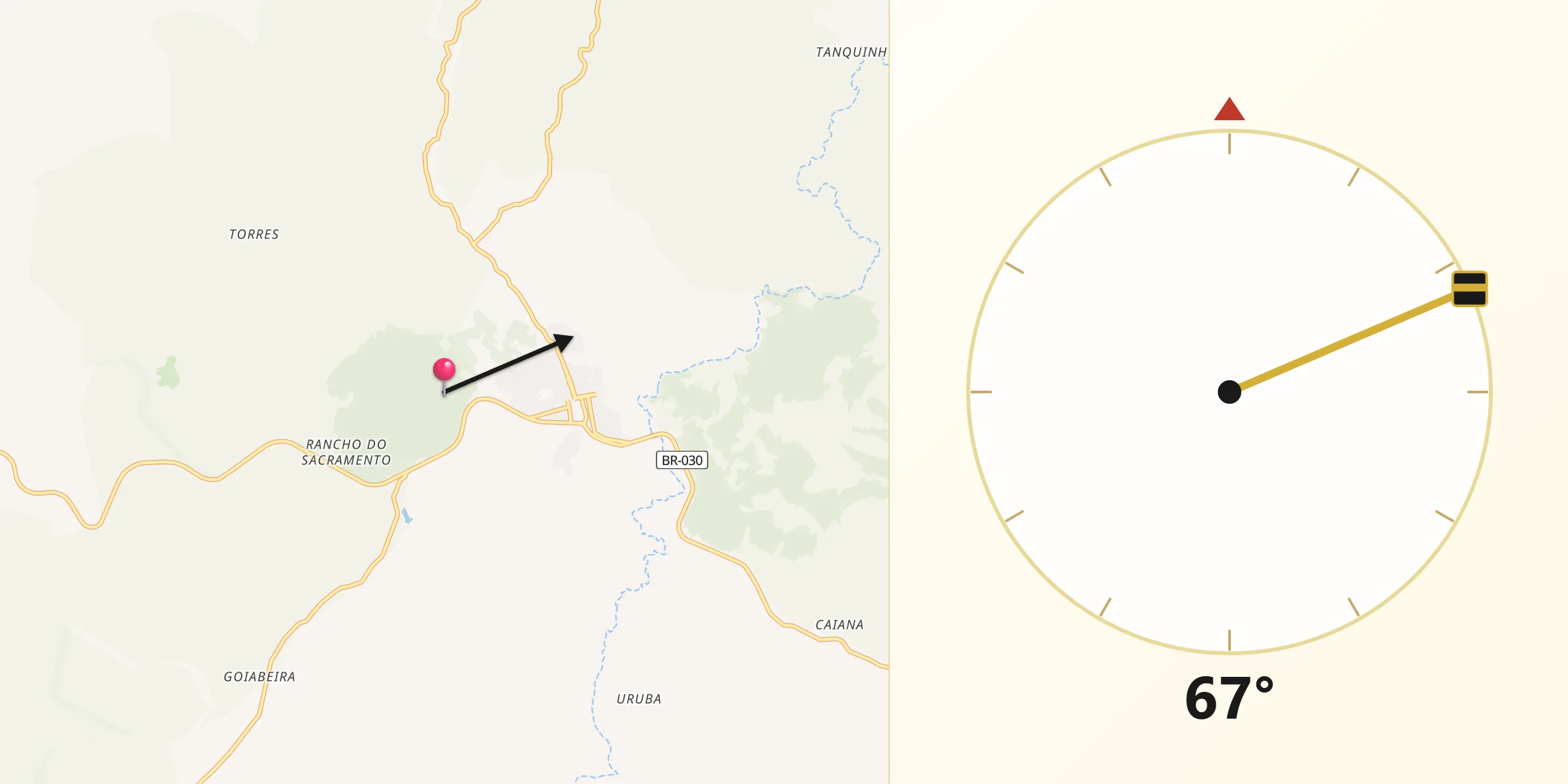 Direção da Qibla a partir de Boa Nova