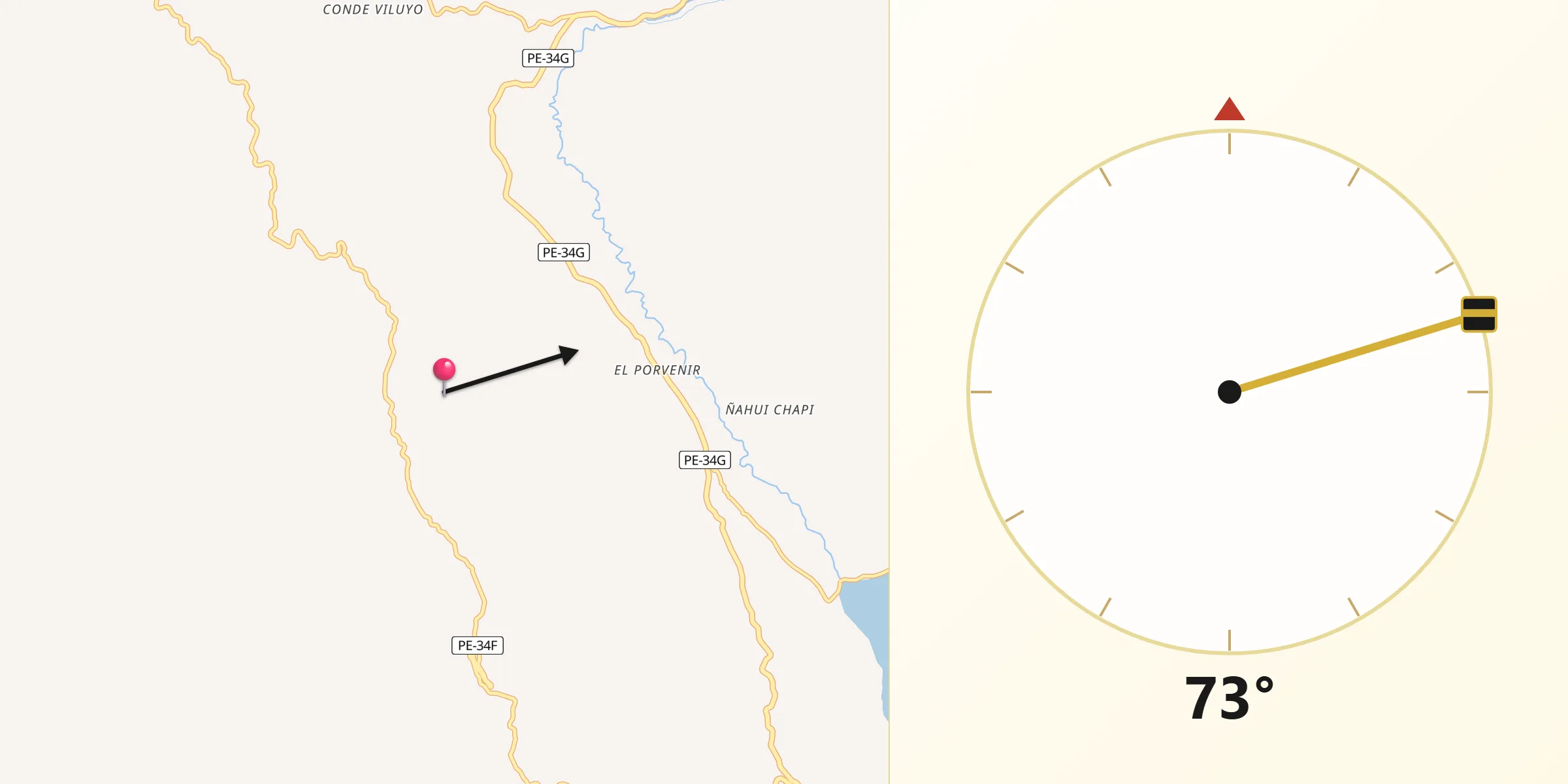 Dirección de la Qibla desde Provincia de Canas