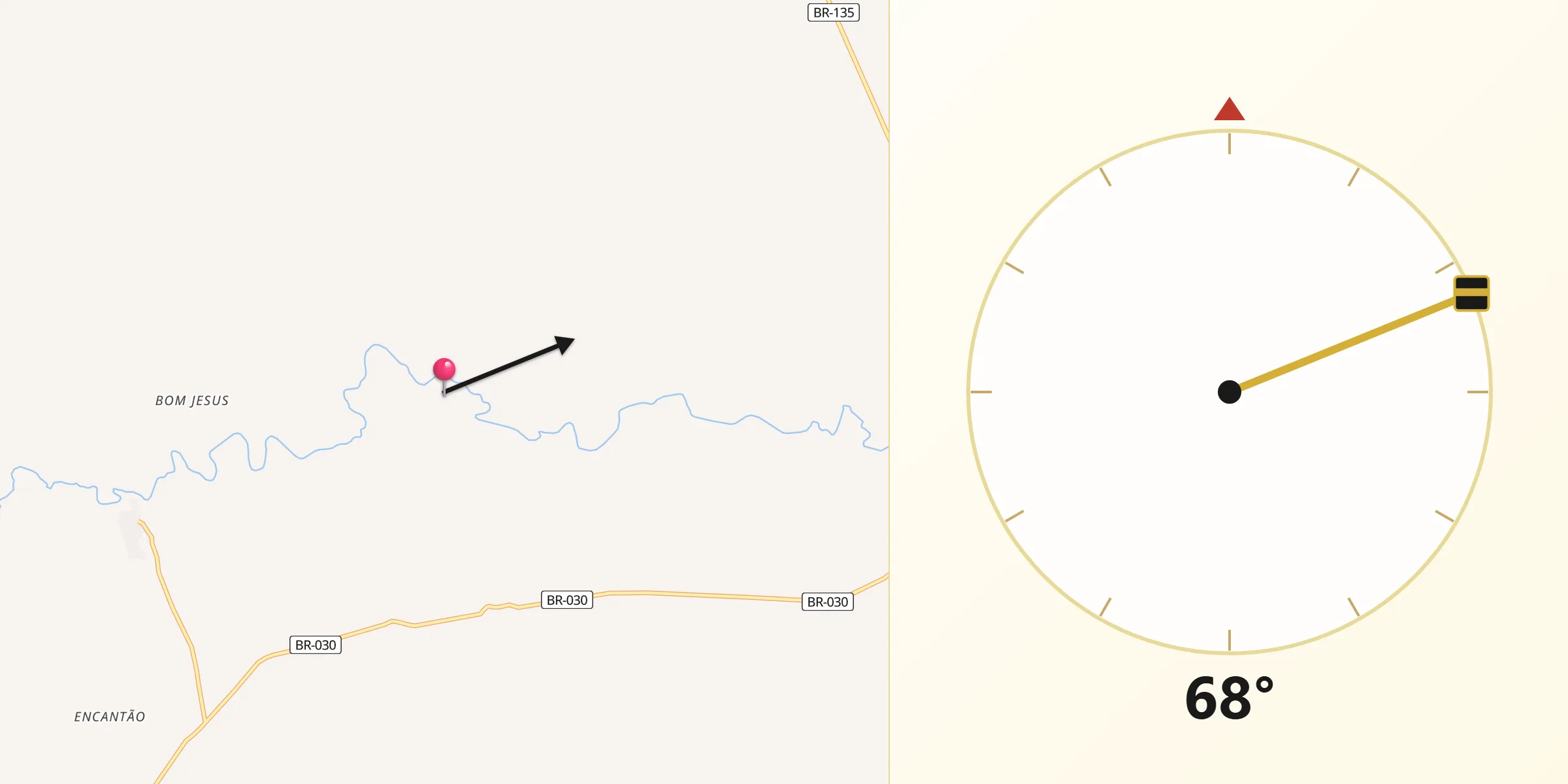 Direção da Qibla a partir de Montalvânia
