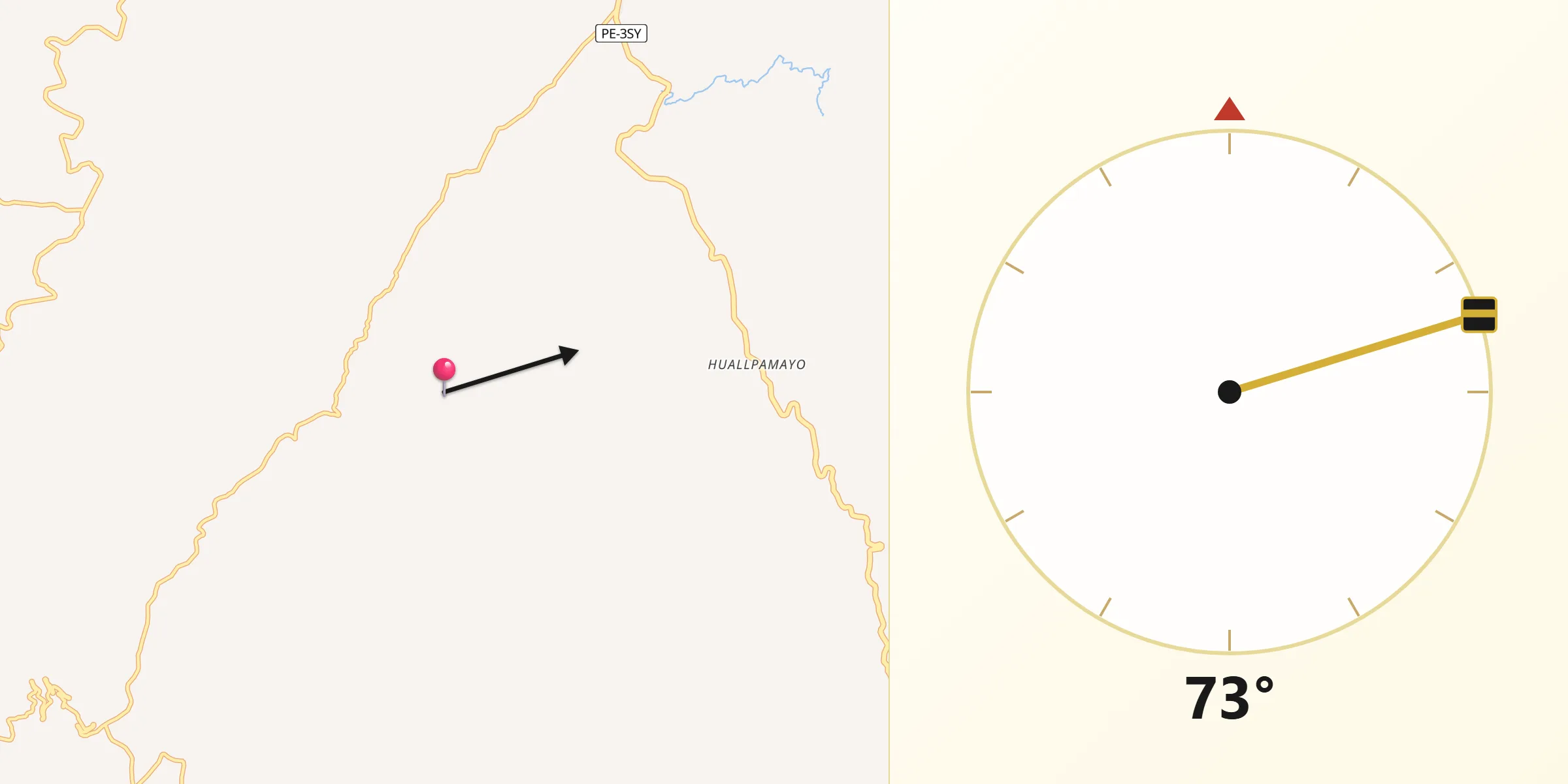 Dirección de la Qibla desde Provincia de Chumbivilcas