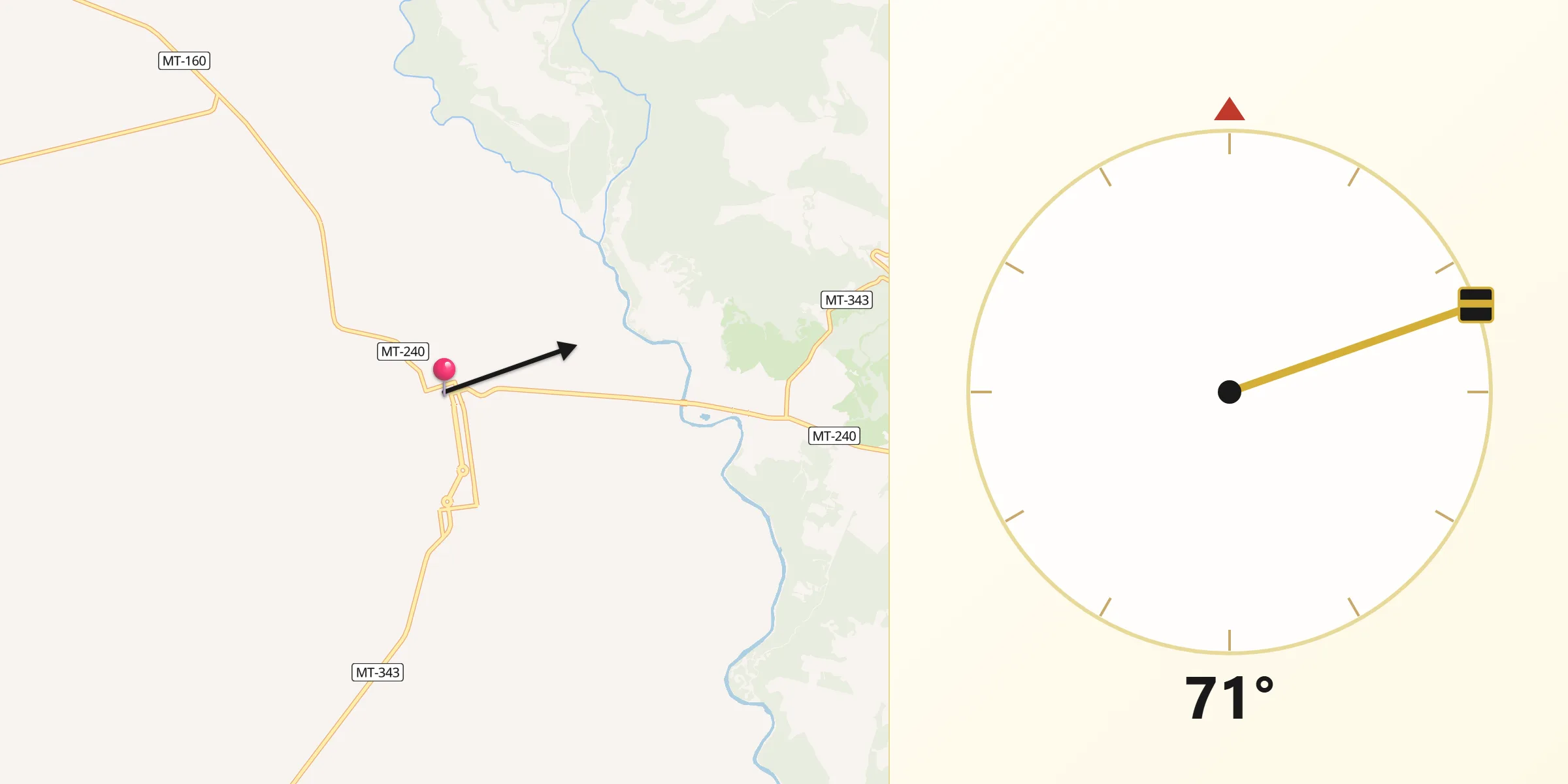 Direção da Qibla a partir de Arenápolis