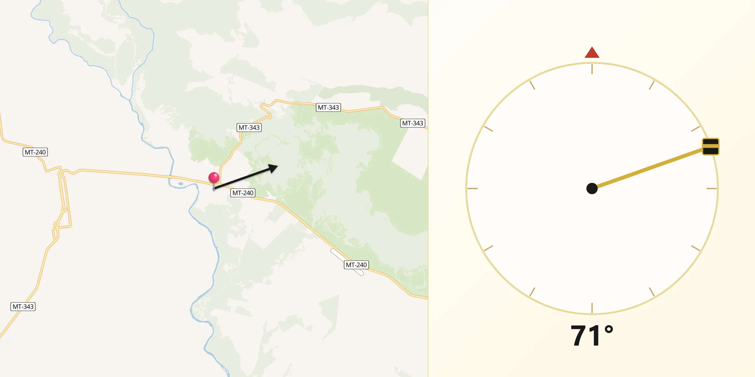 Direção da Qibla a partir de Nortelândia