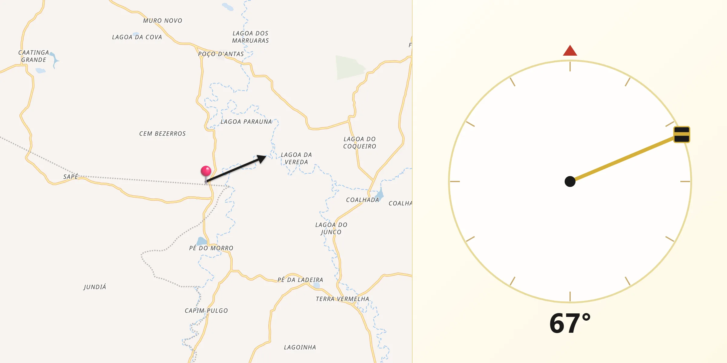 Direção da Qibla a partir de Santana