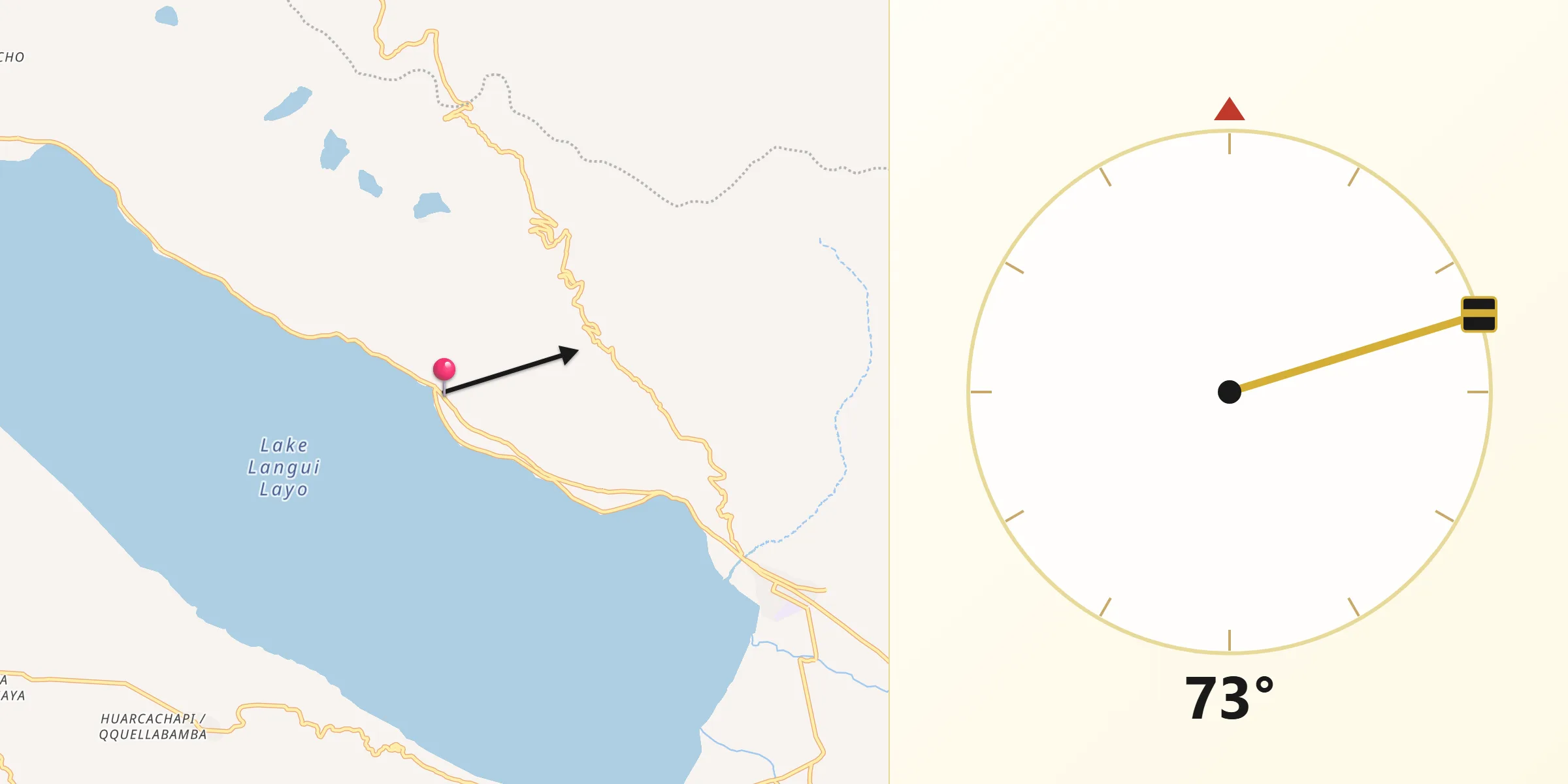 Dirección de la Qibla desde Conchopata