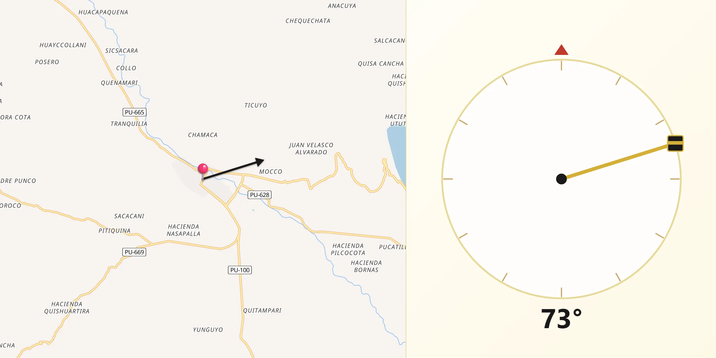 Dirección de la Qibla desde Ñuñoa
