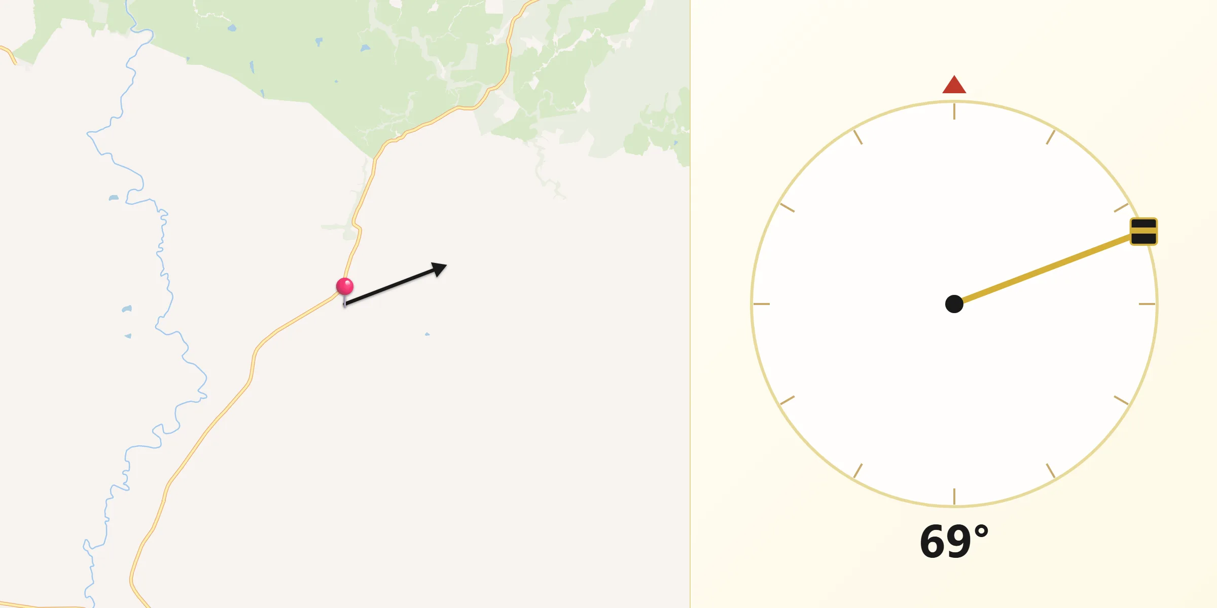 Direção da Qibla a partir de Pilar de Goiás