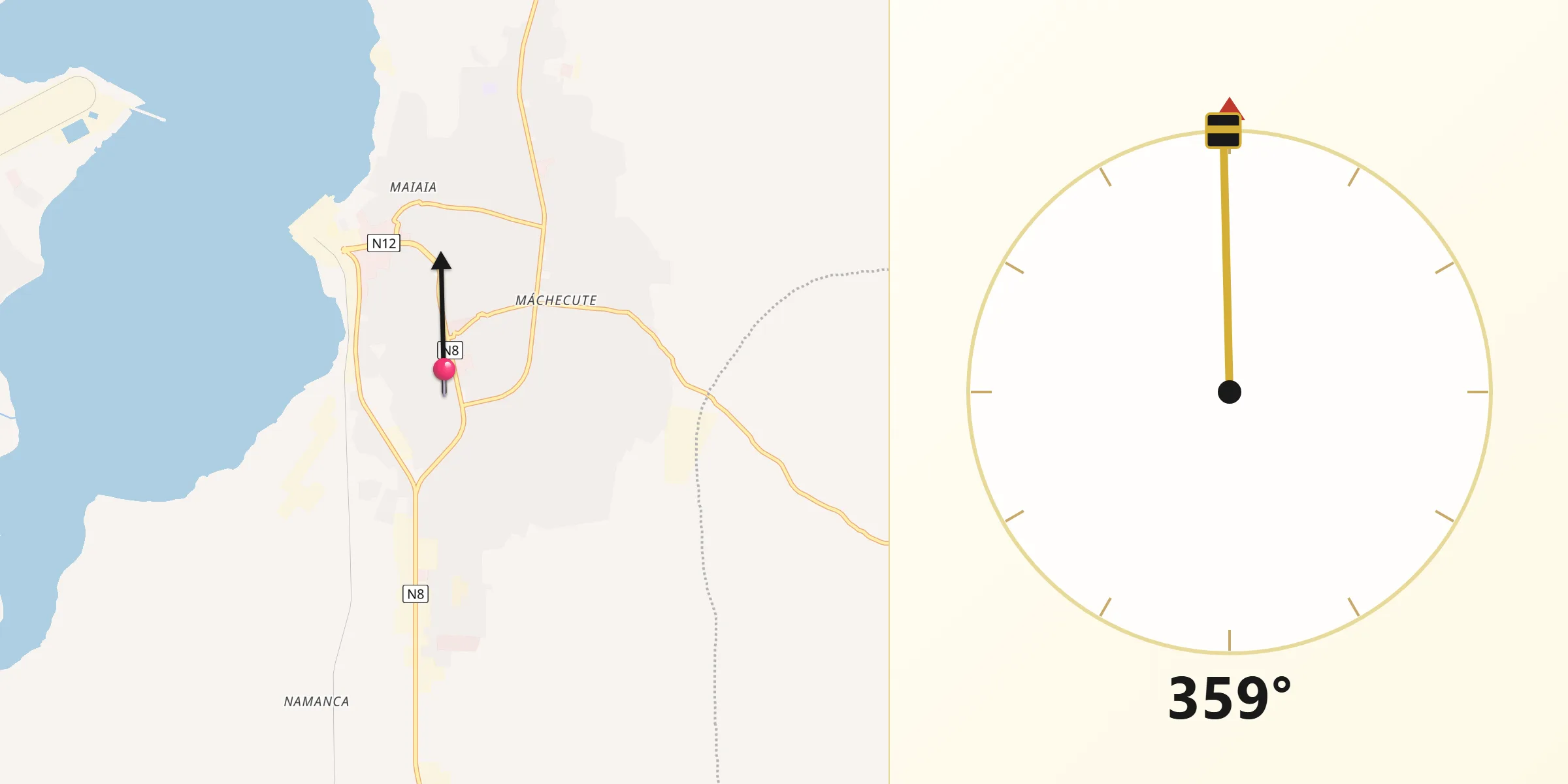 Direção da Qibla a partir de Nacala