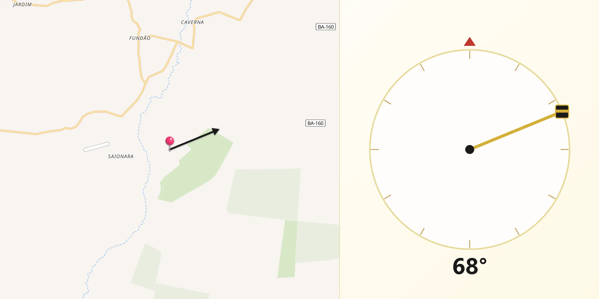 Direção da Qibla a partir de Iuiu