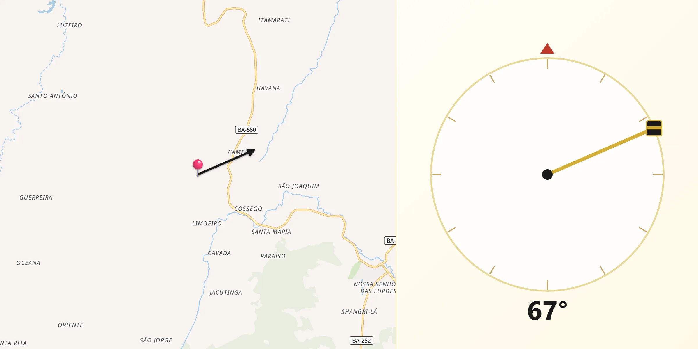 Direção da Qibla a partir de Almadina
