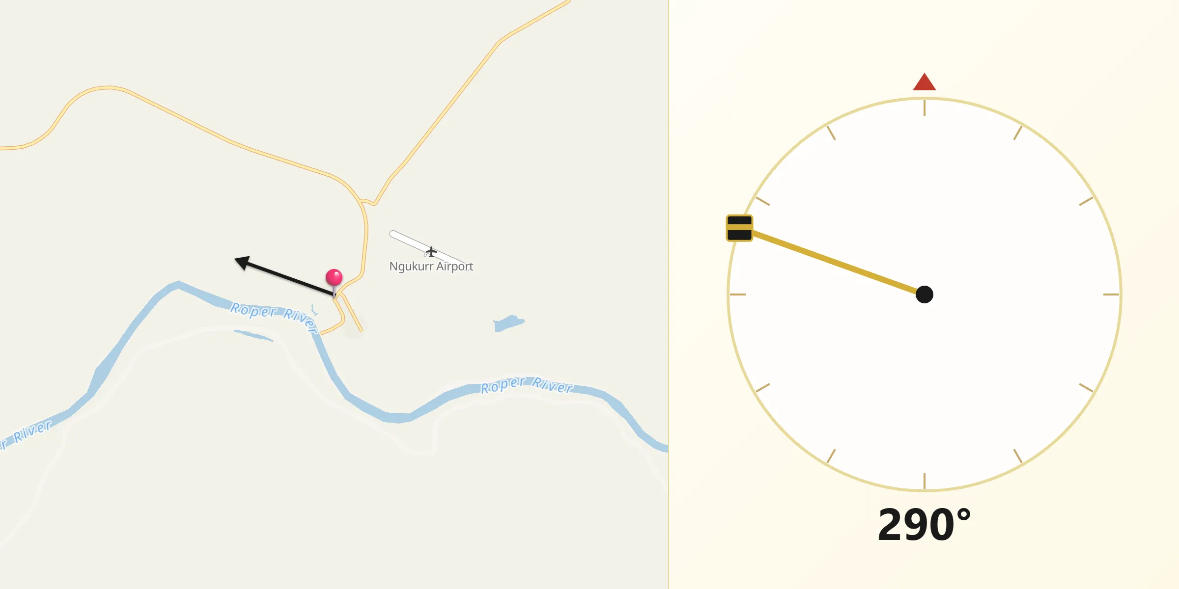 Qibla Direction from Ngukurr