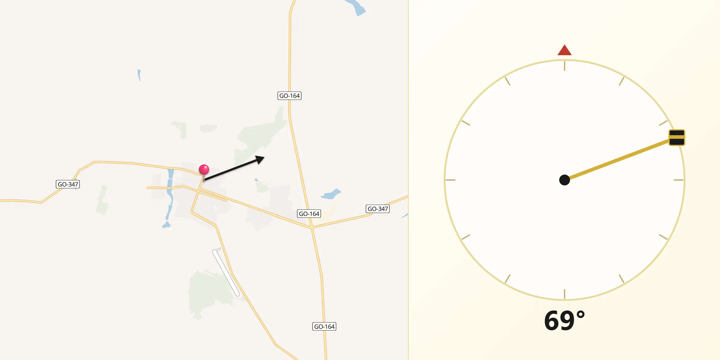 Direção da Qibla a partir de Mozarlândia