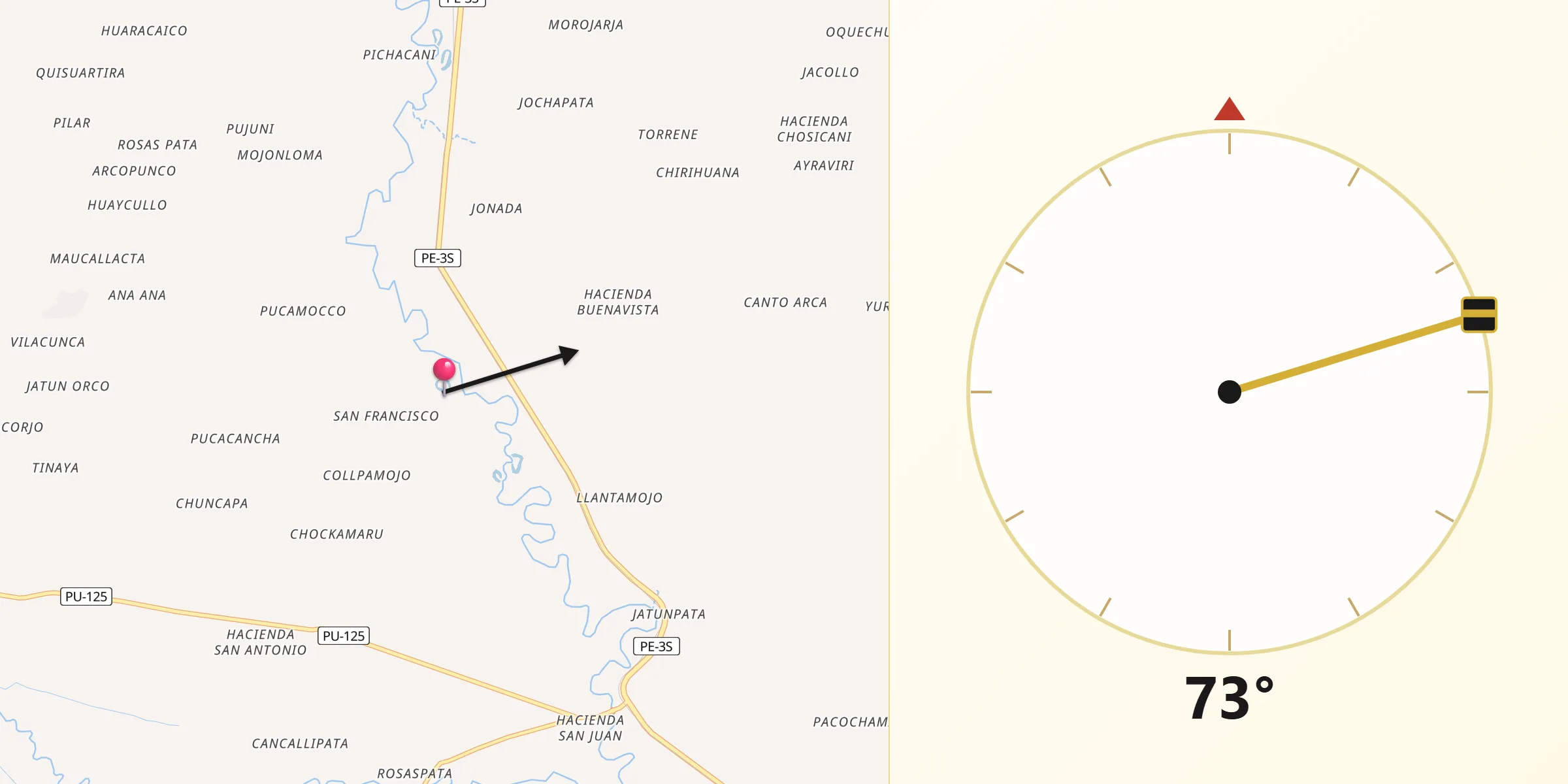 Dirección de la Qibla desde Provincia de Melgar
