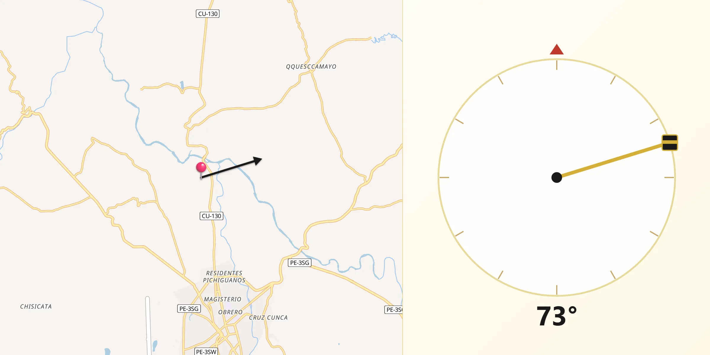 Dirección de la Qibla desde Provincia de Espinar