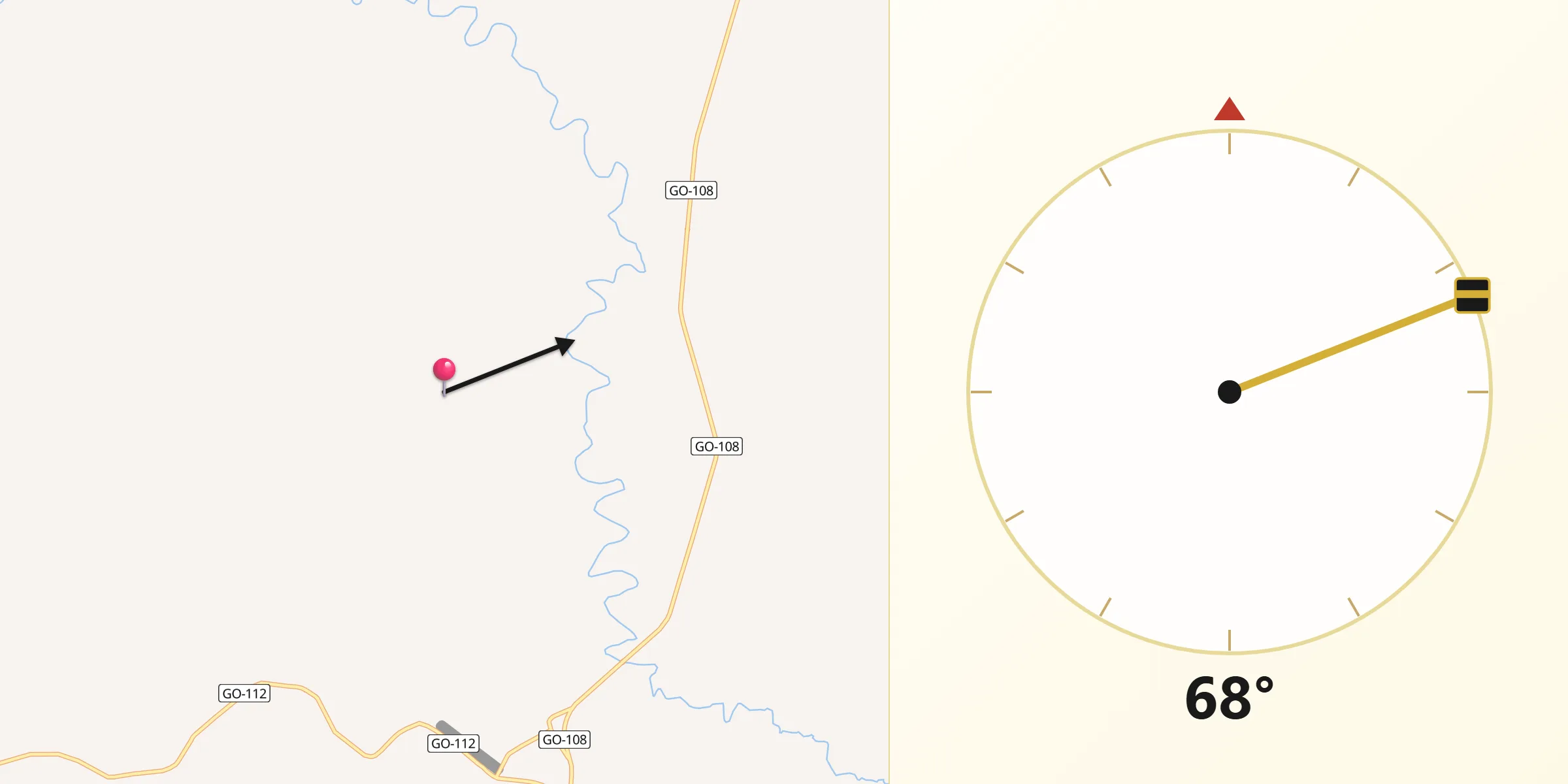 Direção da Qibla a partir de Sítio d'Abadia