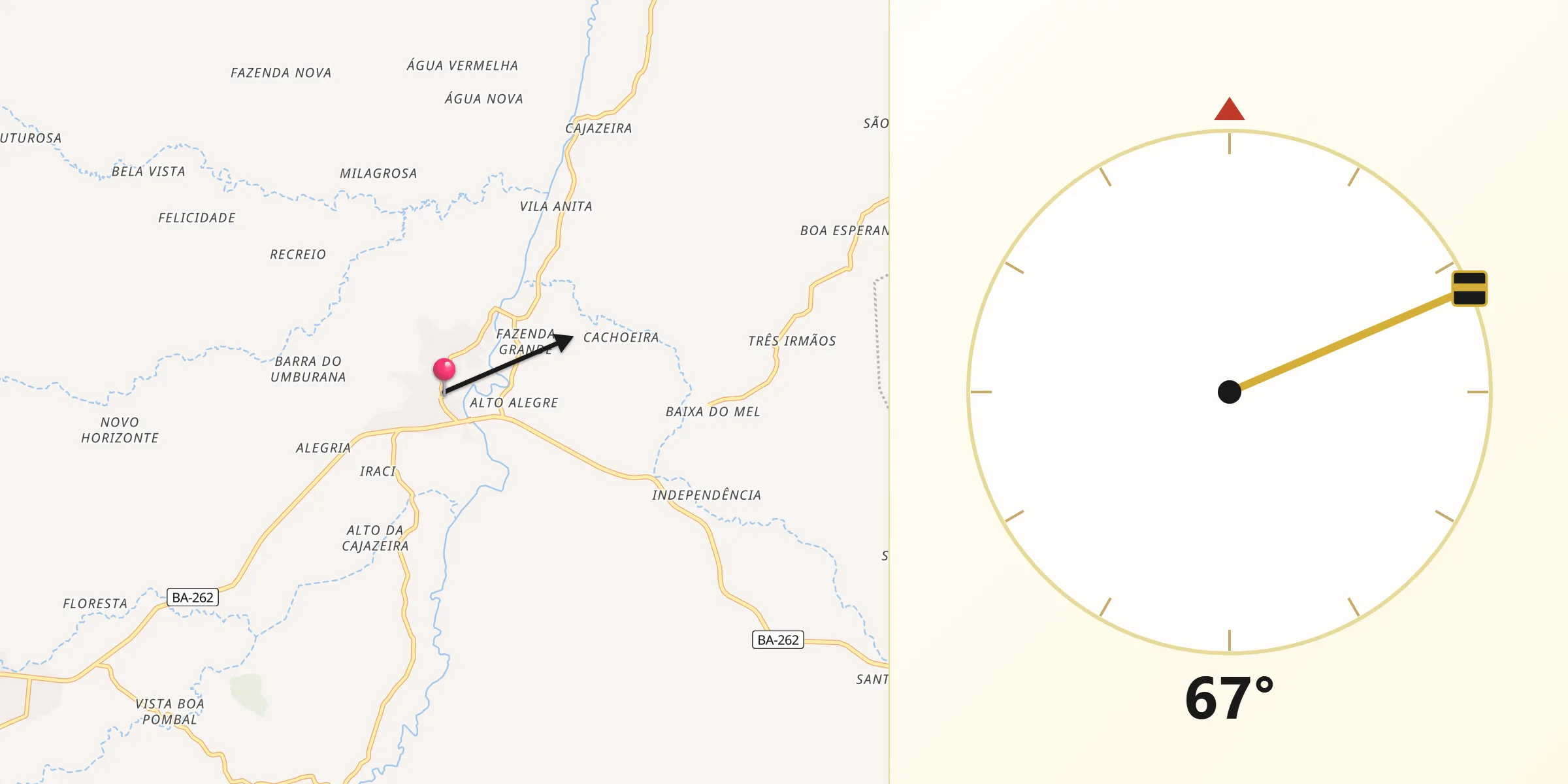 Direção da Qibla a partir de Iguaí