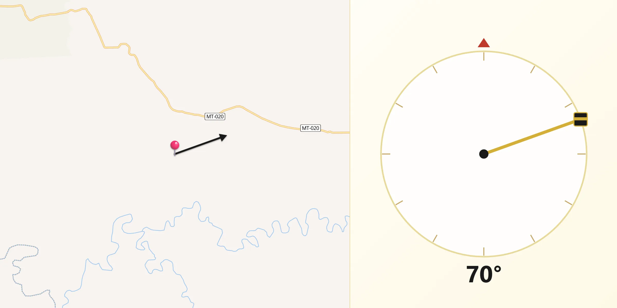 Direção da Qibla a partir de Nova Brasilândia