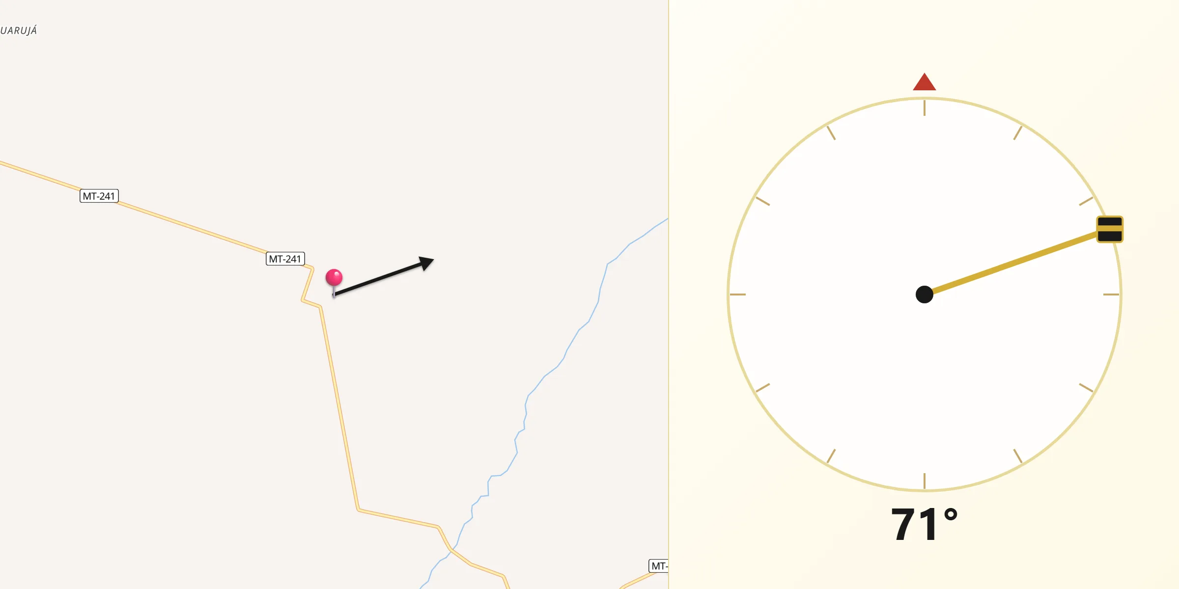 Direção da Qibla a partir de Denise