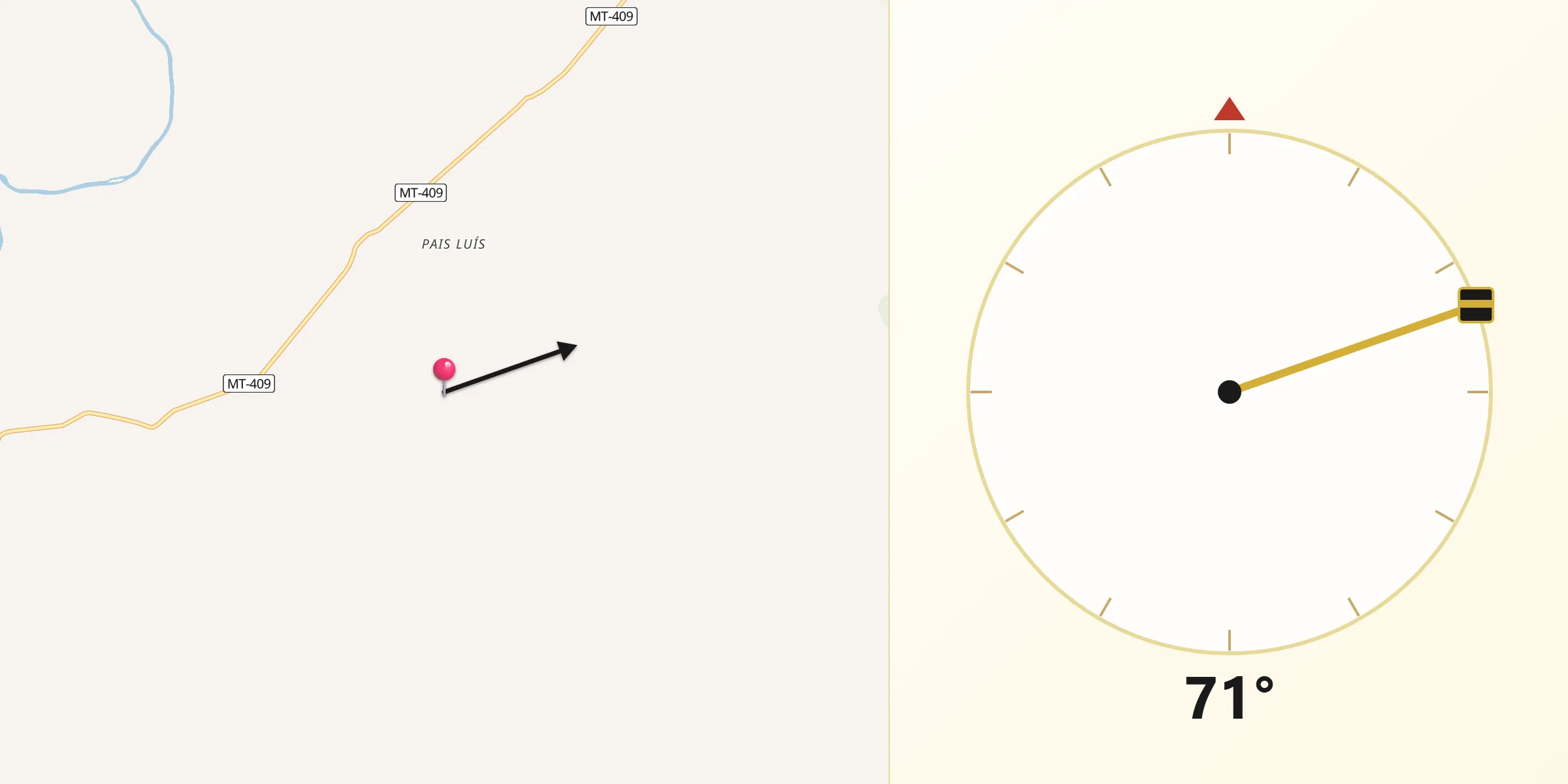 Direção da Qibla a partir de Alto Paraguai