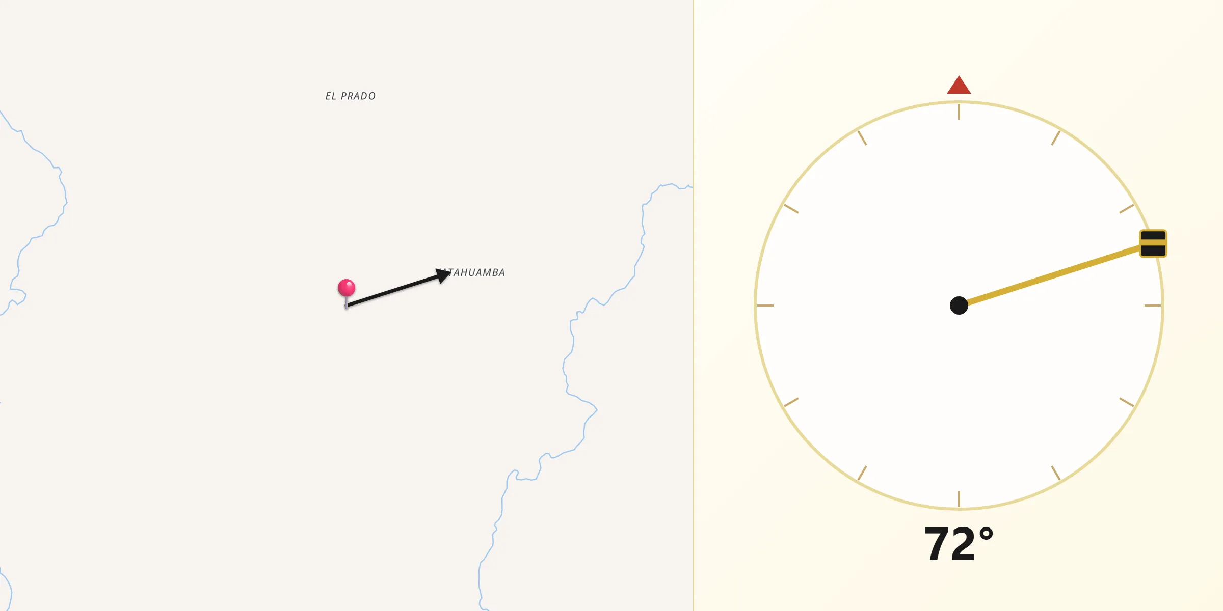 Dirección de la Qibla desde San Borja