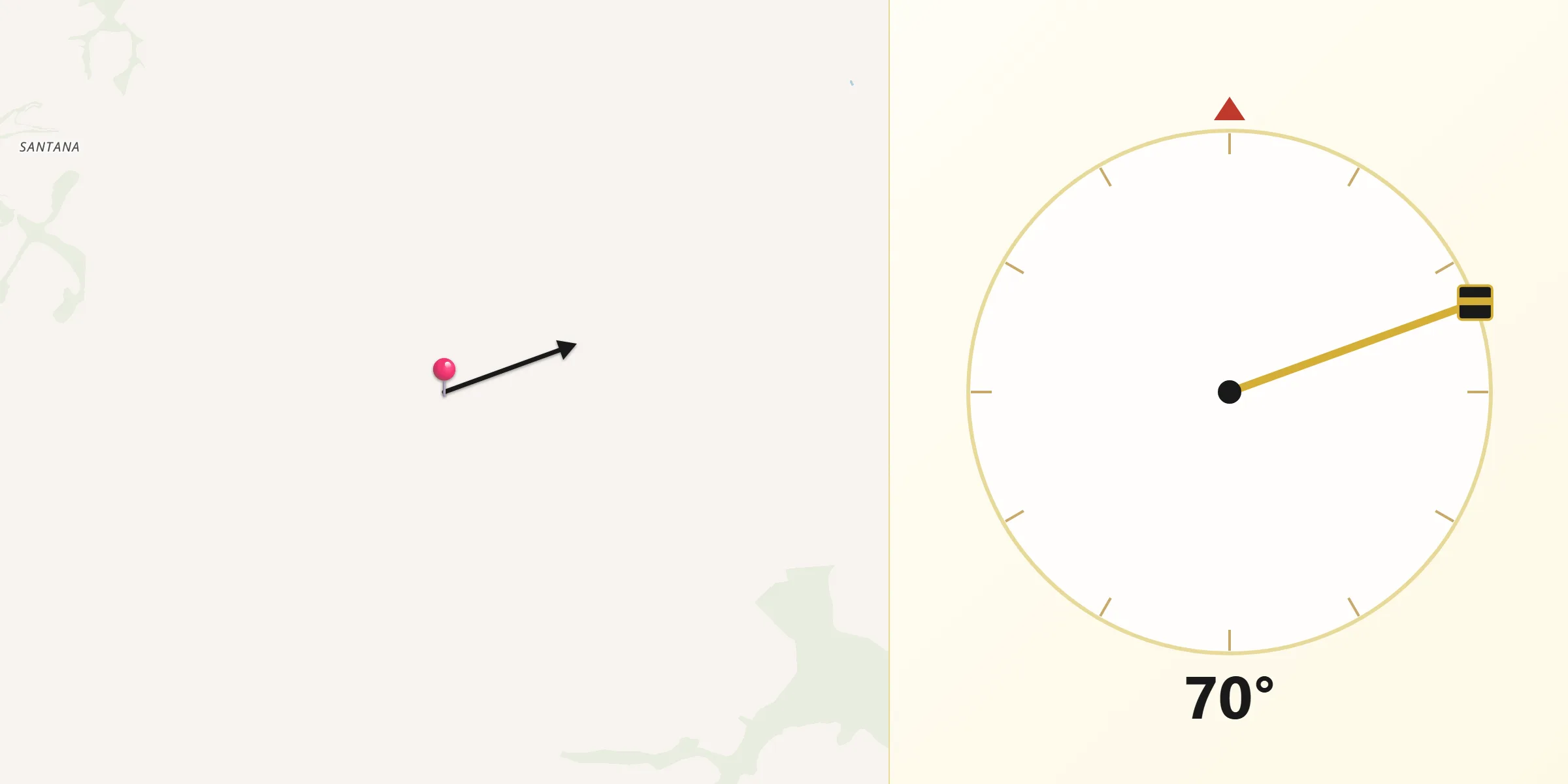 Direção da Qibla a partir de Santo Antônio do Leste