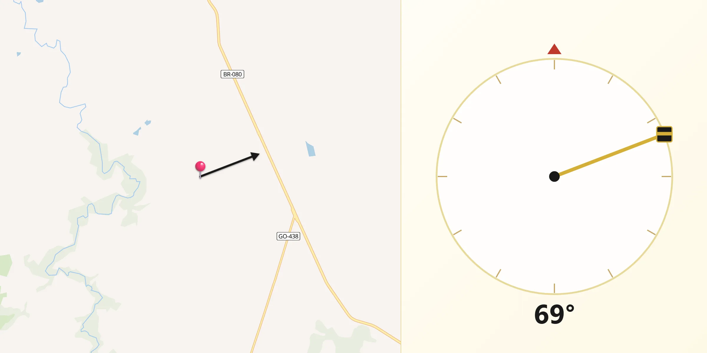 Direção da Qibla a partir de Santa Rita do Novo Destino