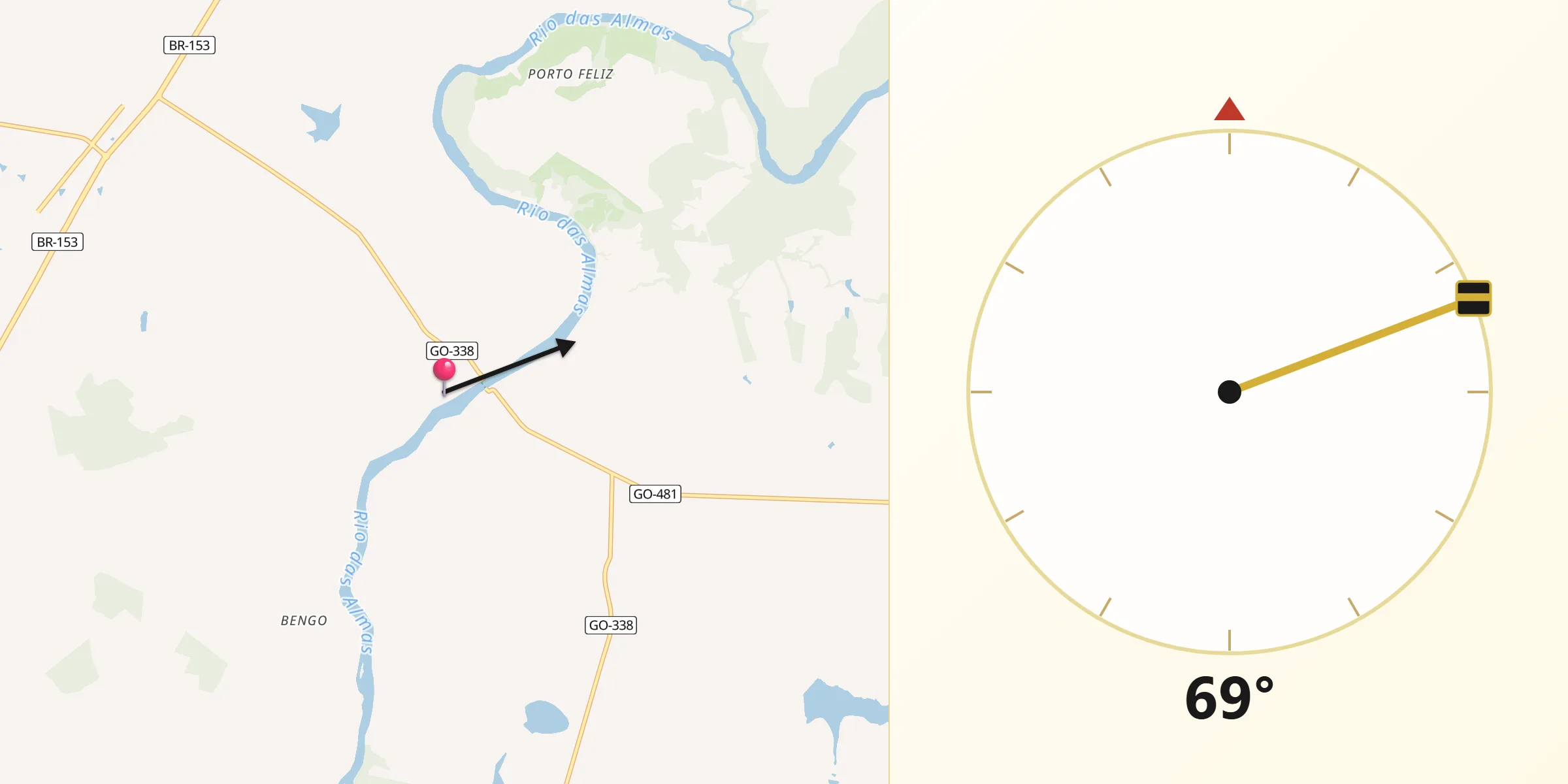 Direção da Qibla a partir de São Luiz do Norte
