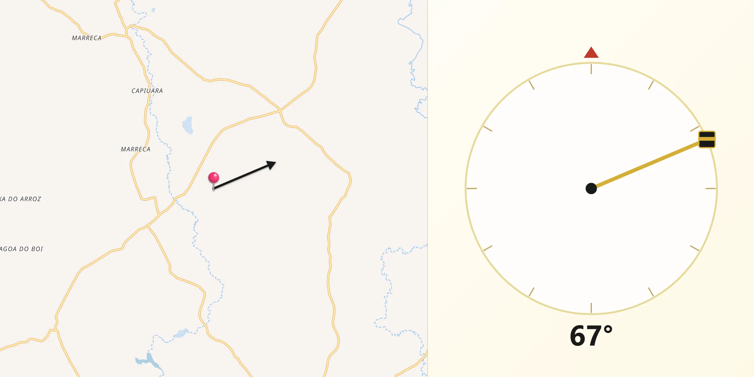 Direção da Qibla a partir de Tremedal
