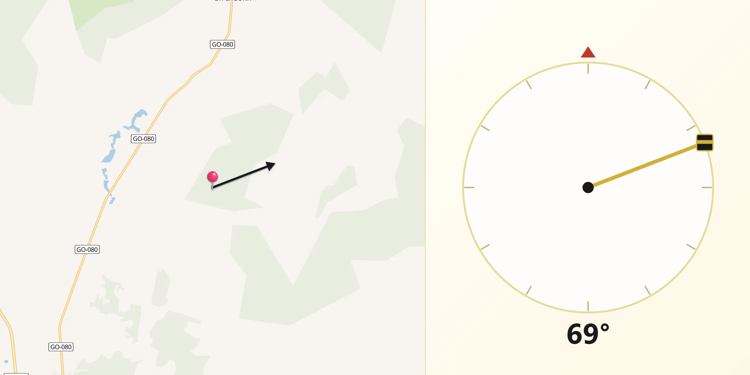 Direção da Qibla a partir de Barro Alto