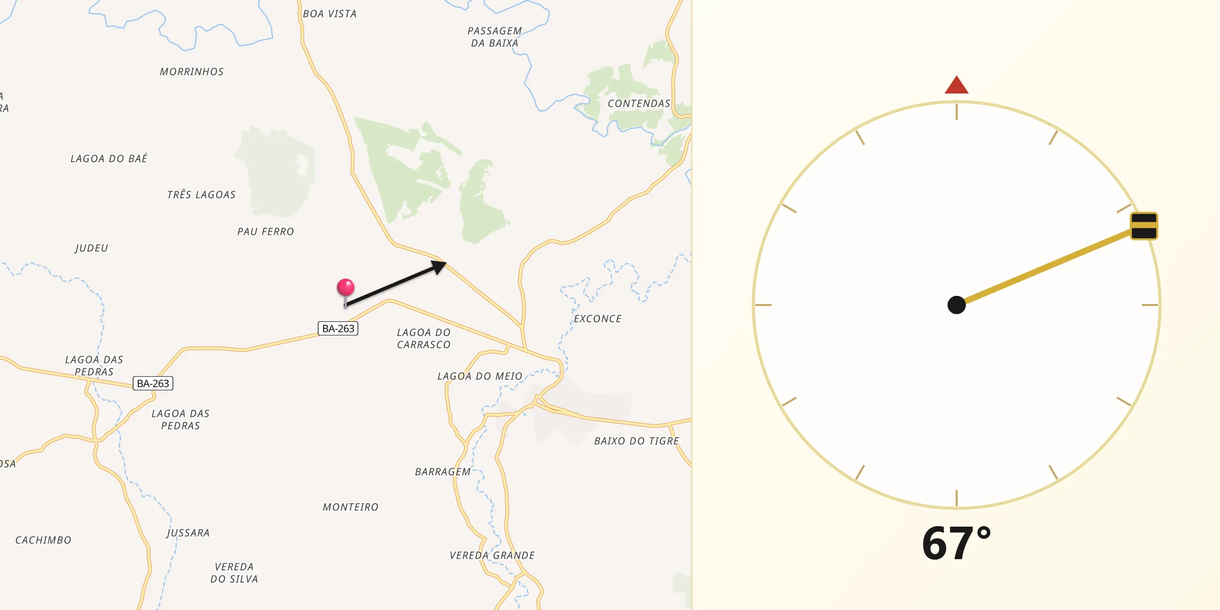 Direção da Qibla a partir de Piripá