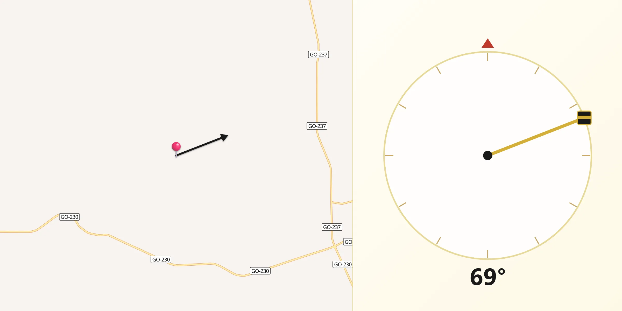 Direção da Qibla a partir de Água Fria de Goiás