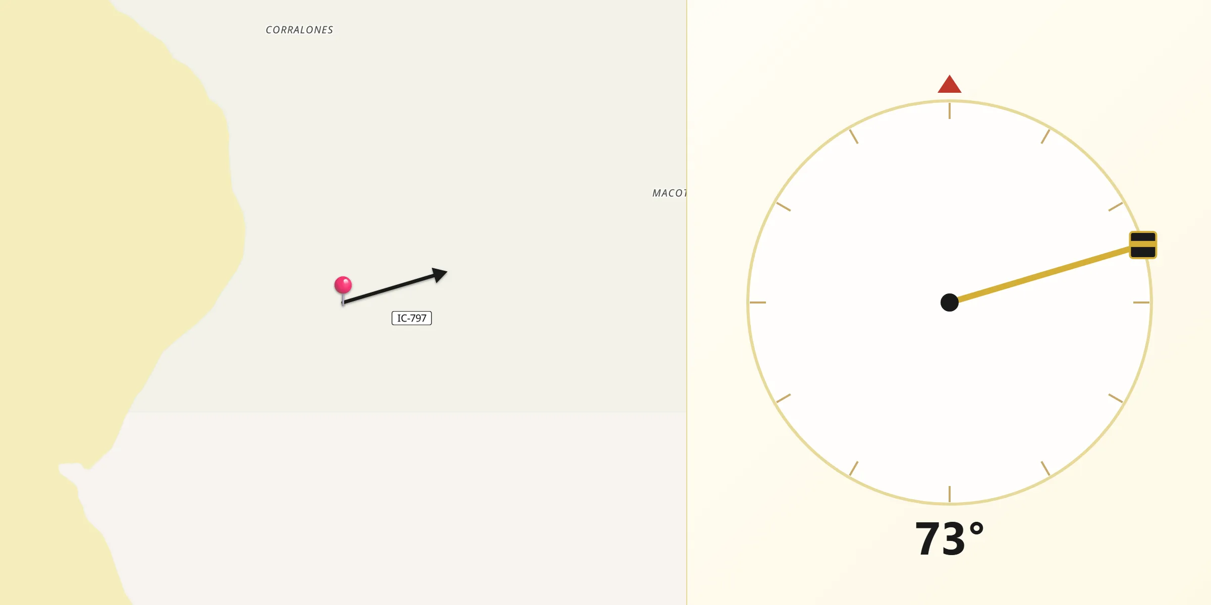 Dirección de la Qibla desde Provincia de Nazca