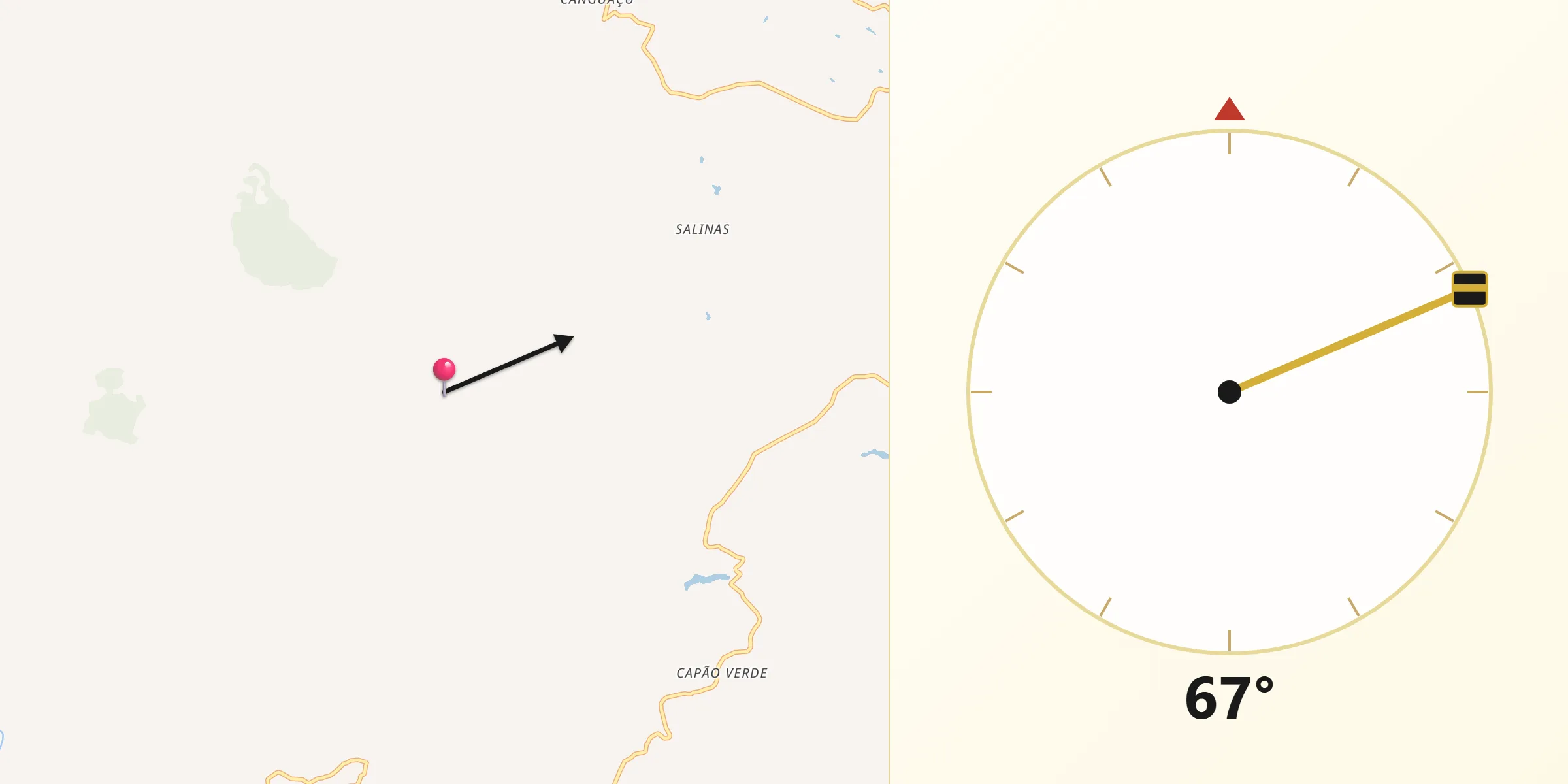 Direção da Qibla a partir de Barra do Choça