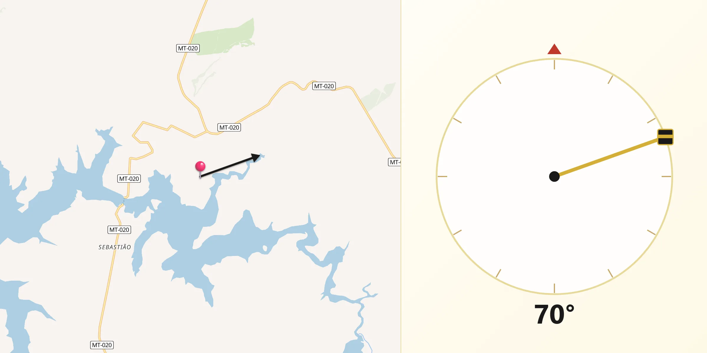 Direção da Qibla a partir de Chapada dos Guimarães