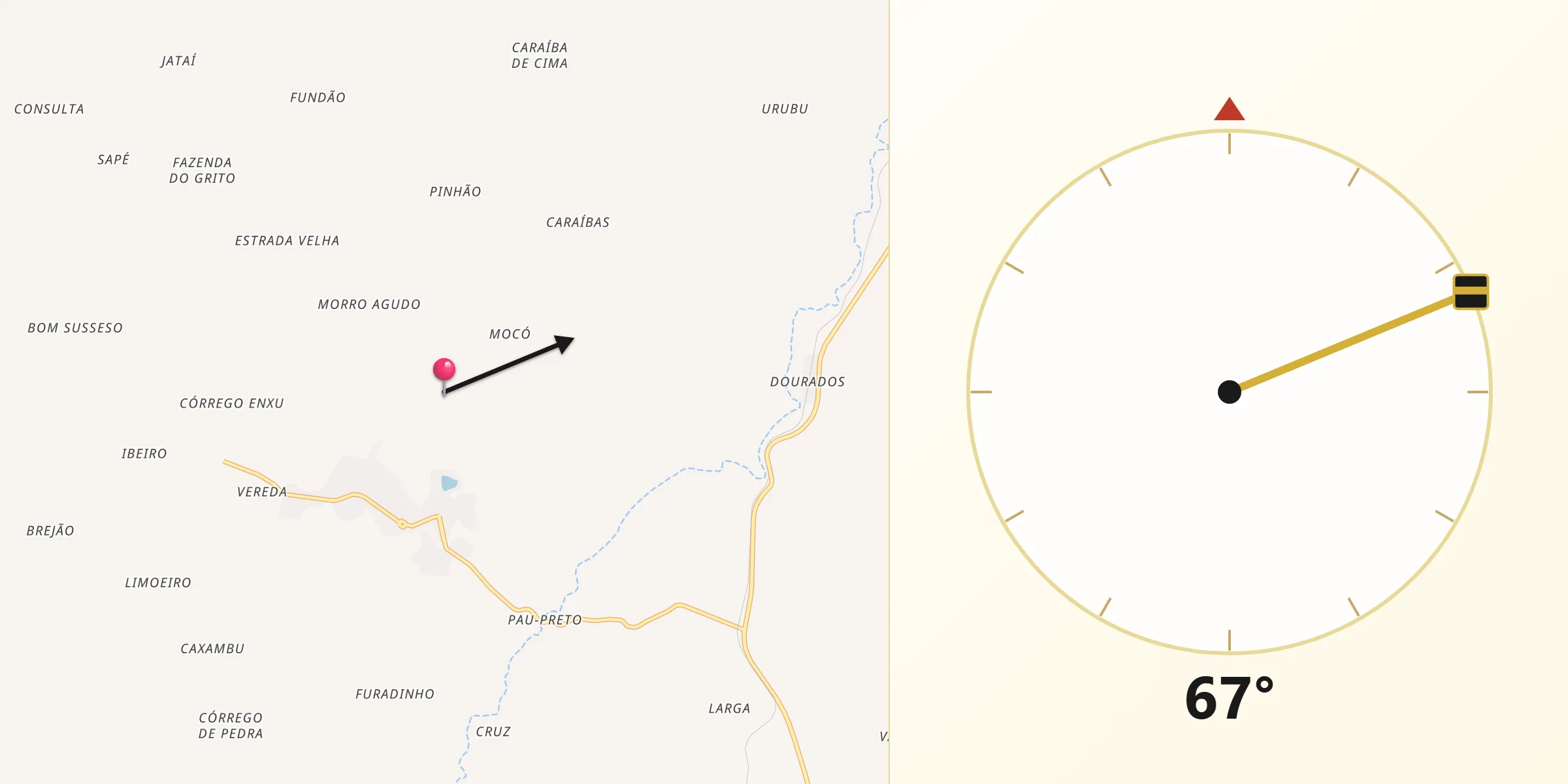 Direção da Qibla a partir de Mamonas