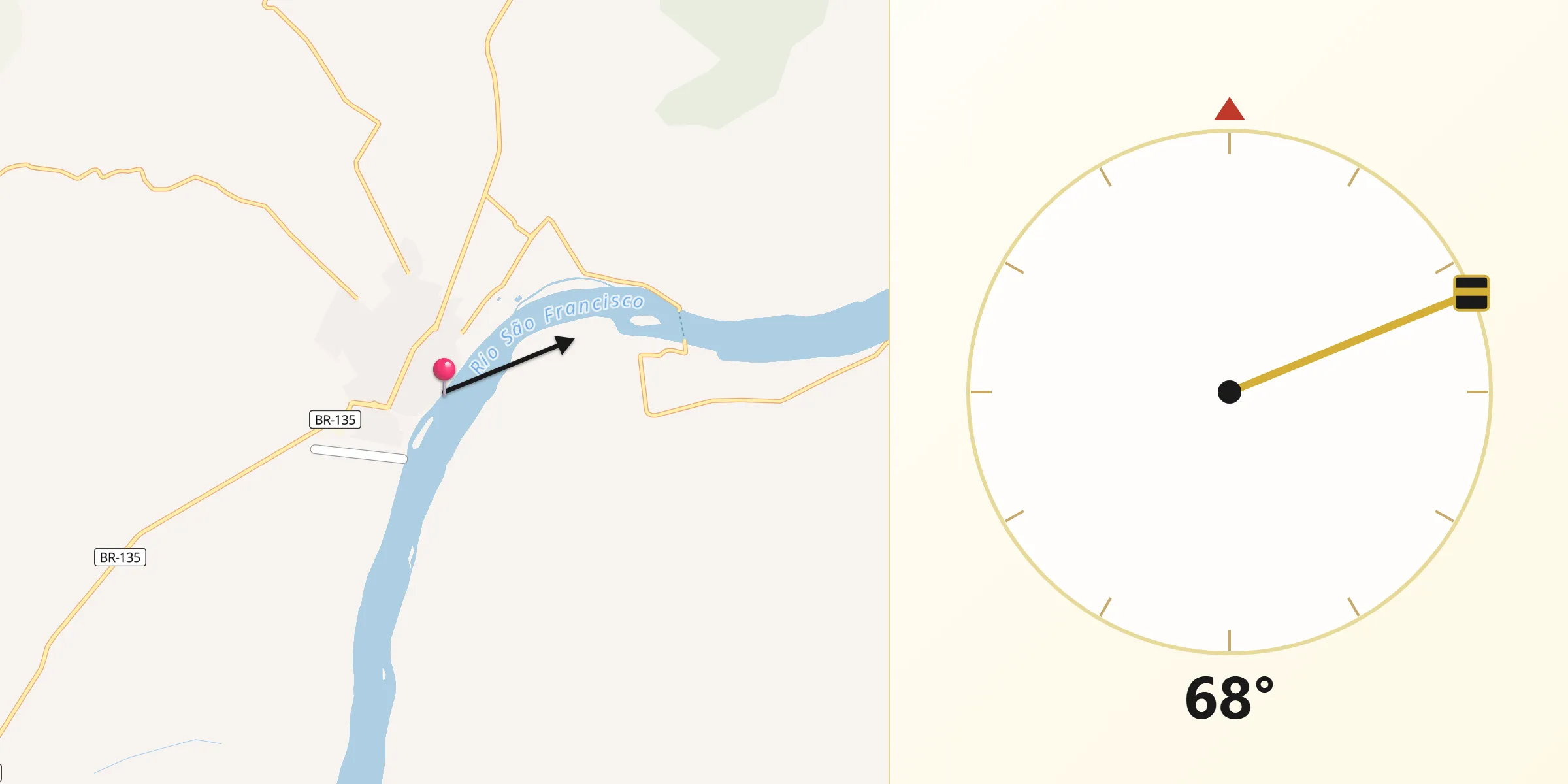 Direção da Qibla a partir de Itacarambi