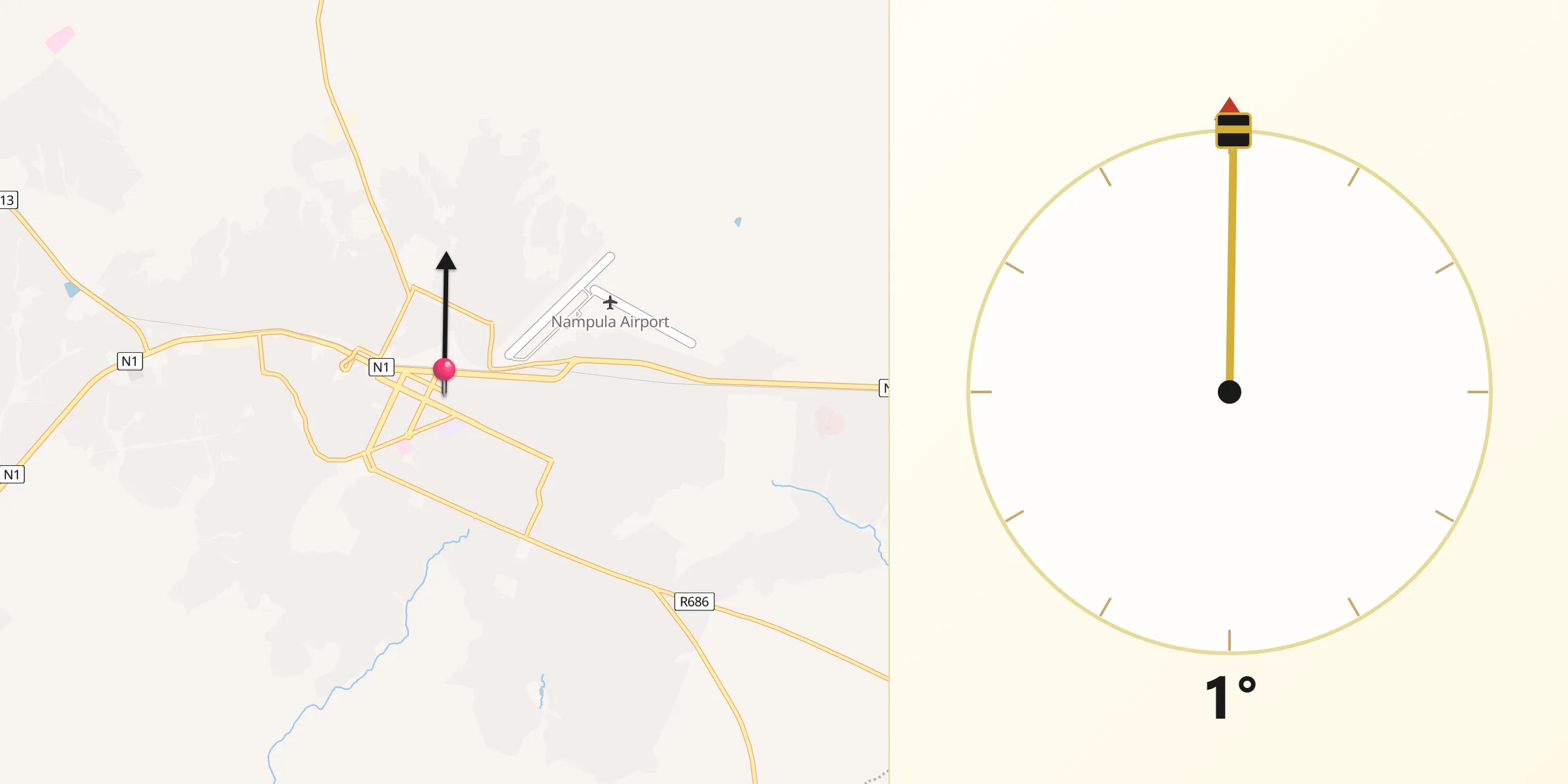 Direção da Qibla a partir de Nampula