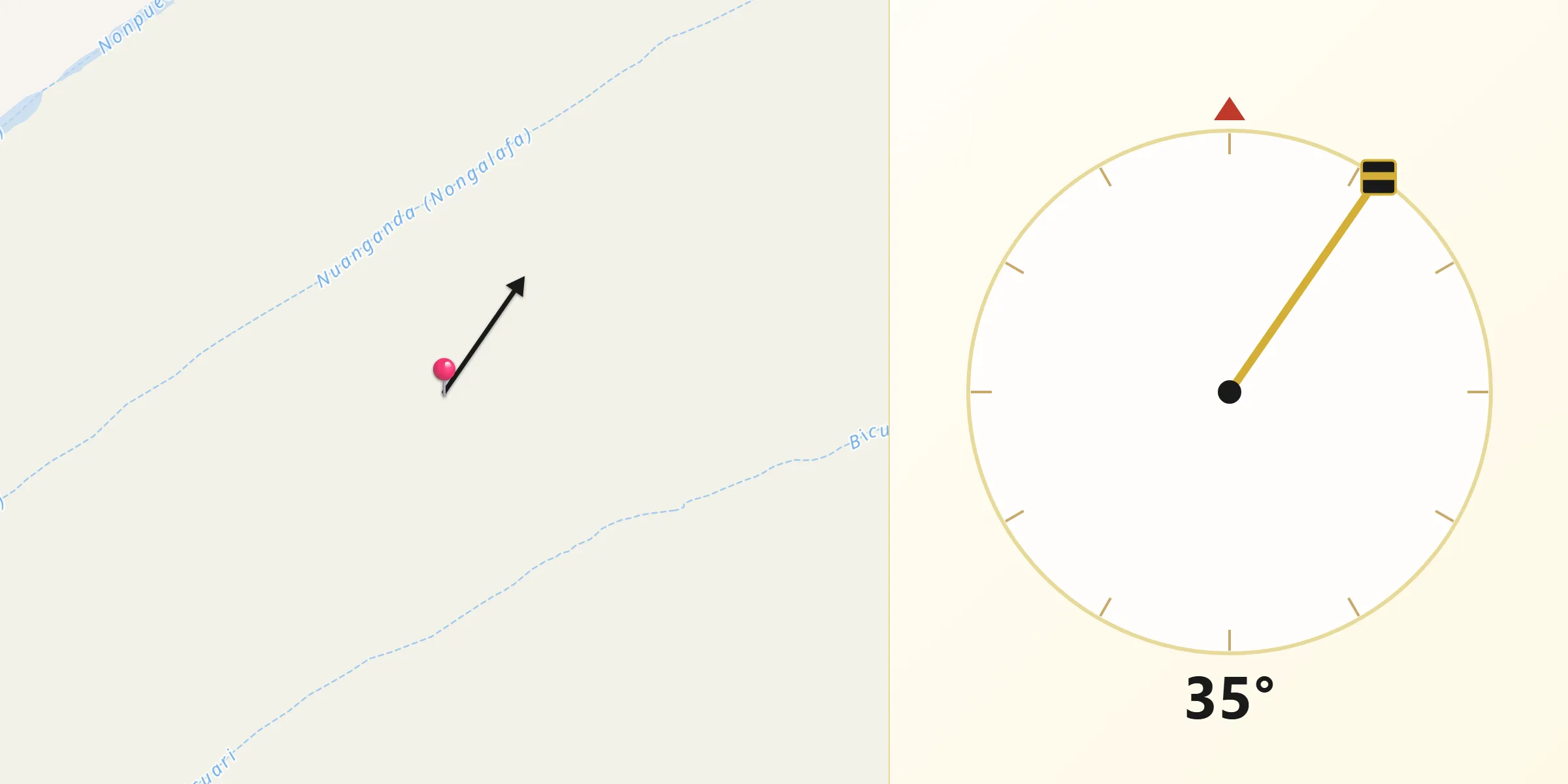 Direção da Qibla a partir de Quipungo